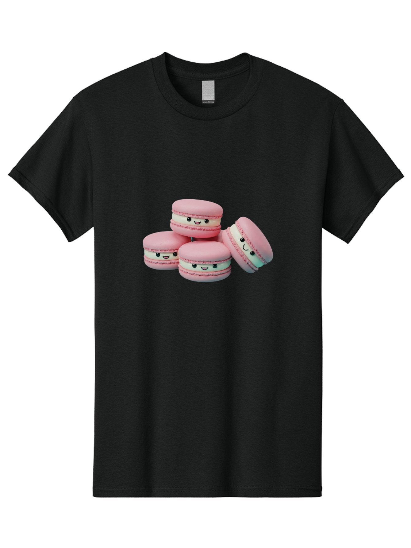 Squishy-Macarons Men'S Graphic Tee, 100% Cotton, Comfortable Casual Summer Wear, Machine Washable, Pink Macarons, Smiling Faces, Cute Desserts, Stack Of Macaroons, Sweet Treats, Adorable Faces, Tasty Macarons, Dessert Lovers, Kawaii Food Bab445 11