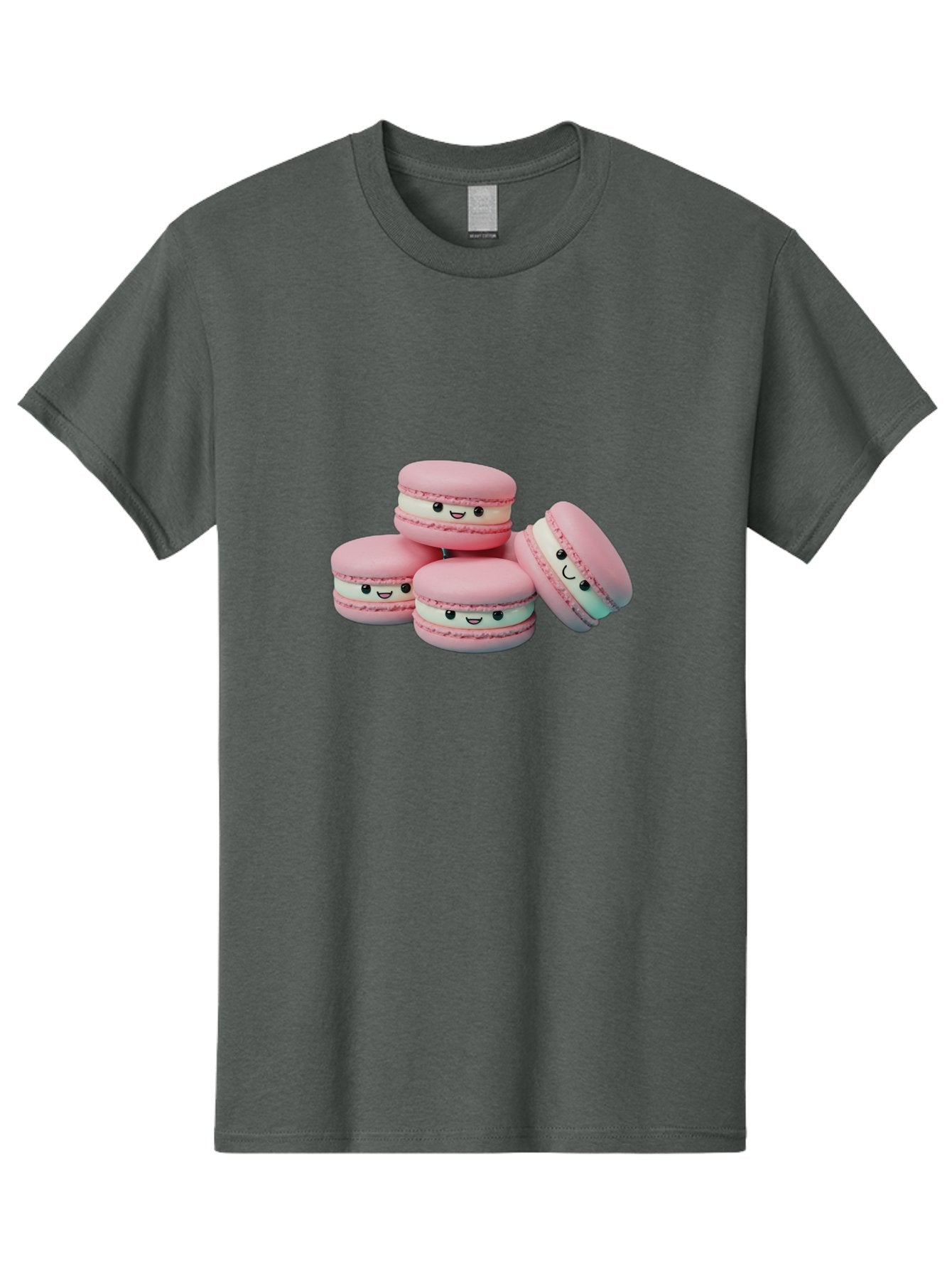 Squishy-Macarons Men'S Graphic Tee, 100% Cotton, Comfortable Casual Summer Wear, Machine Washable, Pink Macarons, Smiling Faces, Cute Desserts, Stack Of Macaroons, Sweet Treats, Adorable Faces, Tasty Macarons, Dessert Lovers, Kawaii Food Bab445 13