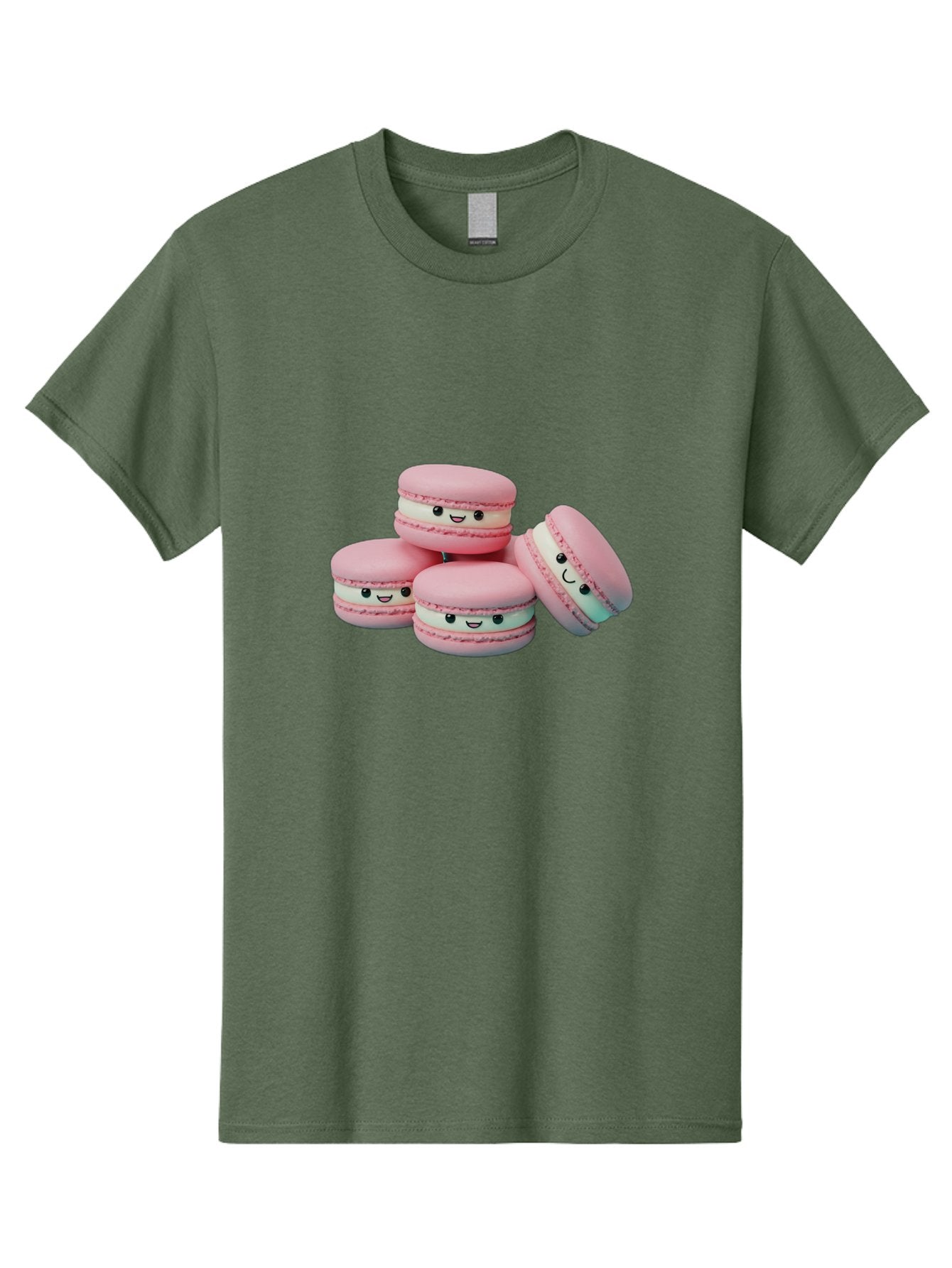 Squishy-Macarons Men'S Graphic Tee, 100% Cotton, Comfortable Casual Summer Wear, Machine Washable, Pink Macarons, Smiling Faces, Cute Desserts, Stack Of Macaroons, Sweet Treats, Adorable Faces, Tasty Macarons, Dessert Lovers, Kawaii Food Bab445 10