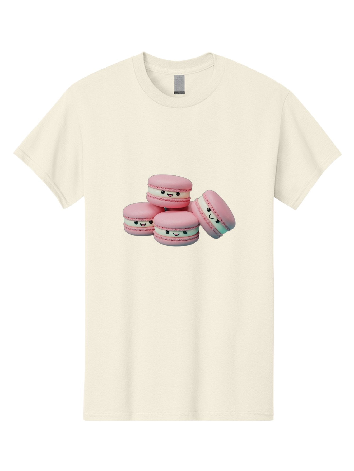 Squishy-Macarons Men'S Graphic Tee, 100% Cotton, Comfortable Casual Summer Wear, Machine Washable, Pink Macarons, Smiling Faces, Cute Desserts, Stack Of Macaroons, Sweet Treats, Adorable Faces, Tasty Macarons, Dessert Lovers, Kawaii Food Bab445 6