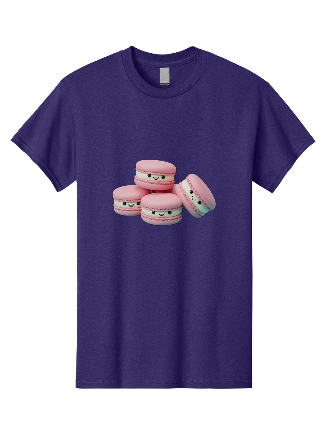 Squishy-Macarons Men'S Graphic Tee, 100% Cotton, Comfortable Casual Summer Wear, Machine Washable, Pink Macarons, Smiling Faces, Cute Desserts, Stack Of Macaroons, Sweet Treats, Adorable Faces, Tasty Macarons, Dessert Lovers, Kawaii Food Bab445 9