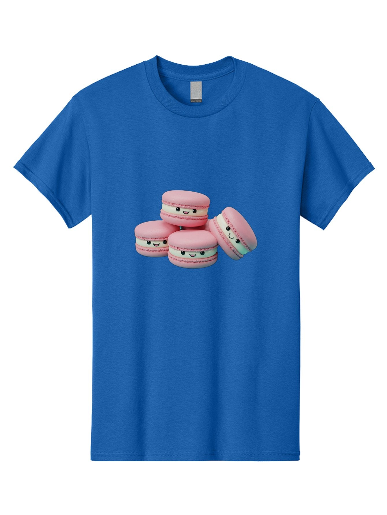Squishy-Macarons Men'S Graphic Tee, 100% Cotton, Comfortable Casual Summer Wear, Machine Washable, Pink Macarons, Smiling Faces, Cute Desserts, Stack Of Macaroons, Sweet Treats, Adorable Faces, Tasty Macarons, Dessert Lovers, Kawaii Food Bab445 15