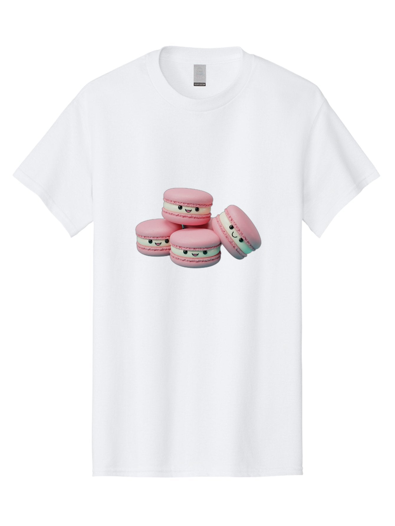 Squishy-Macarons Men'S Graphic Tee, 100% Cotton, Comfortable Casual Summer Wear, Machine Washable, Pink Macarons, Smiling Faces, Cute Desserts, Stack Of Macaroons, Sweet Treats, Adorable Faces, Tasty Macarons, Dessert Lovers, Kawaii Food Bab445 12