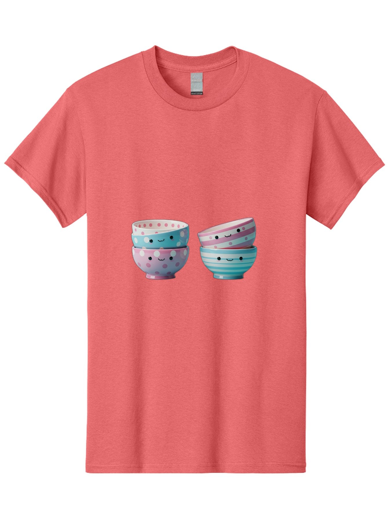 Stacked-Bowls-2 Men'S Graphic Tee, 100% Cotton, Comfortable Casual Summer Wear, Machine Washable, Stacked Bowls, Pastel Colors, Polka Dots, Stripes, Cute Faces, Smiling Bowls, Playful Tableware, Colorful Kitchenware, Whimsical Design, Bab448 7