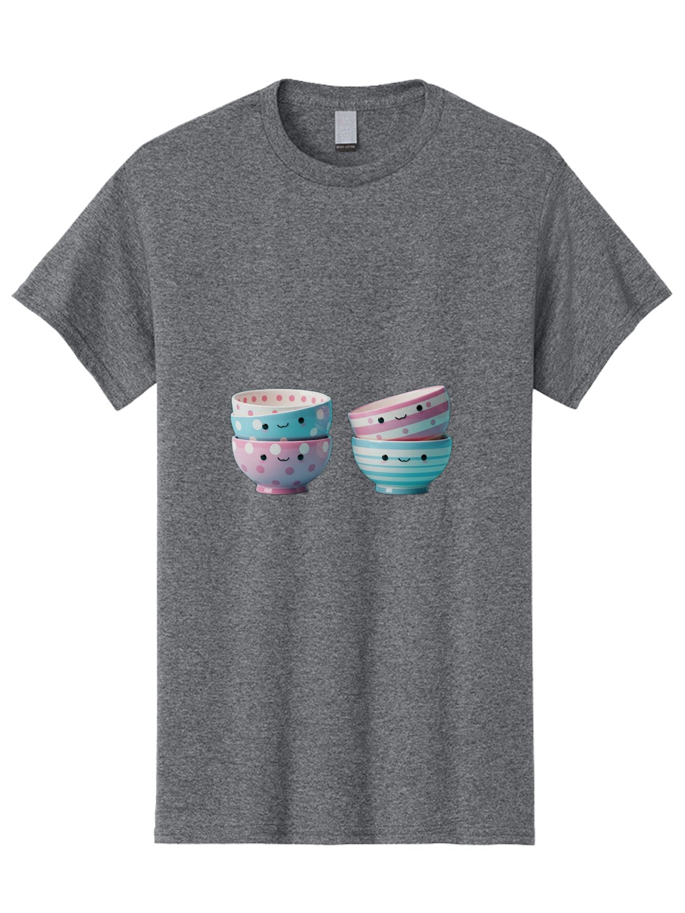Stacked-Bowls-2 Men'S Graphic Tee, 100% Cotton, Comfortable Casual Summer Wear, Machine Washable, Stacked Bowls, Pastel Colors, Polka Dots, Stripes, Cute Faces, Smiling Bowls, Playful Tableware, Colorful Kitchenware, Whimsical Design, Bab448 15