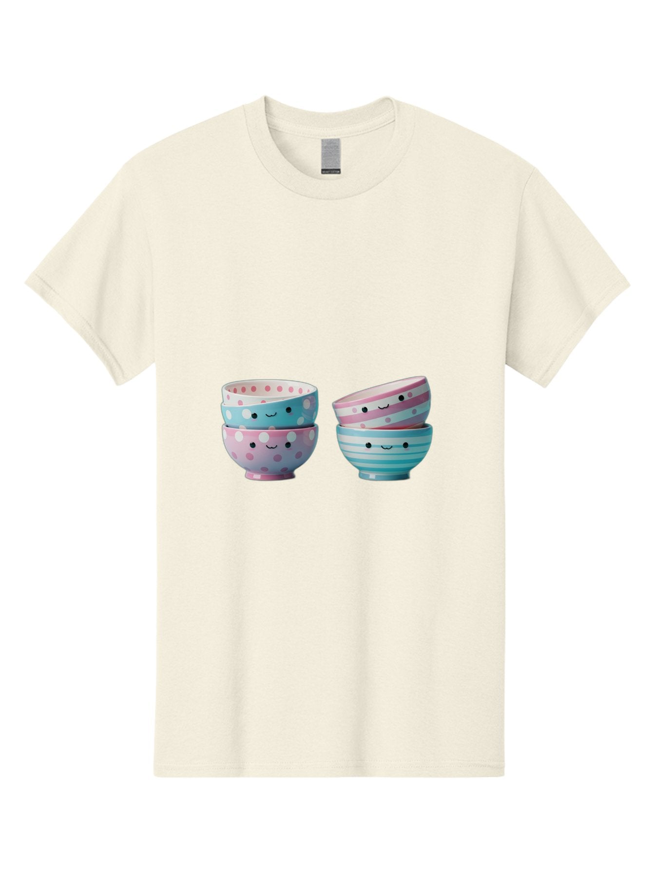 Stacked-Bowls-2 Men'S Graphic Tee, 100% Cotton, Comfortable Casual Summer Wear, Machine Washable, Stacked Bowls, Pastel Colors, Polka Dots, Stripes, Cute Faces, Smiling Bowls, Playful Tableware, Colorful Kitchenware, Whimsical Design, Bab448 10