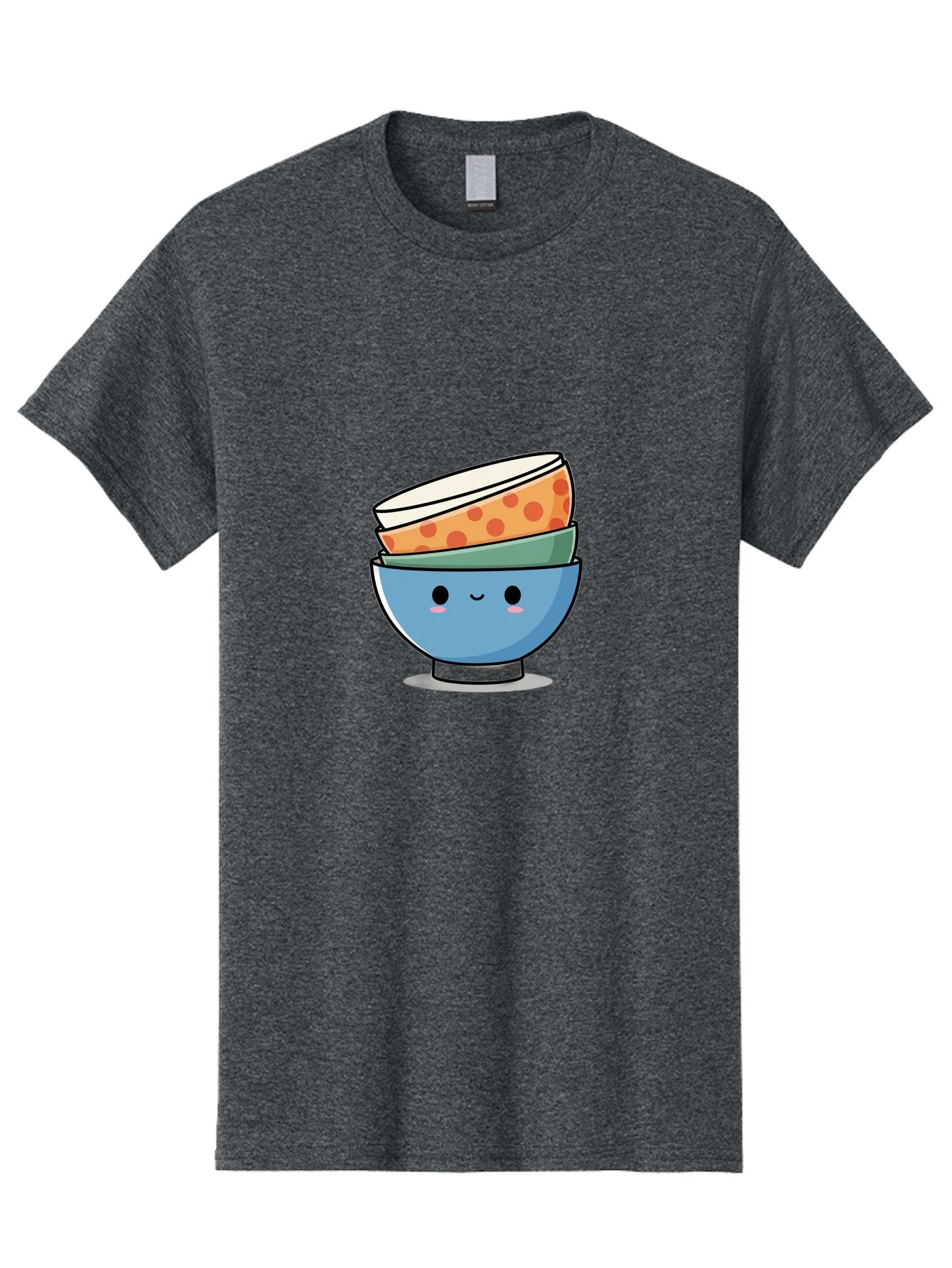 Stacked-Bowls Men'S Graphic Tee, 100% Cotton, Comfortable Casual Summer Wear, Machine Washable, Stacked Bowls, Cartoon Character, Kitchen Utensils, Tableware, Kawaii Art, Cute Illustration, Playful Design, Smiling Bowls, Colorful Pattern, Bab449 11