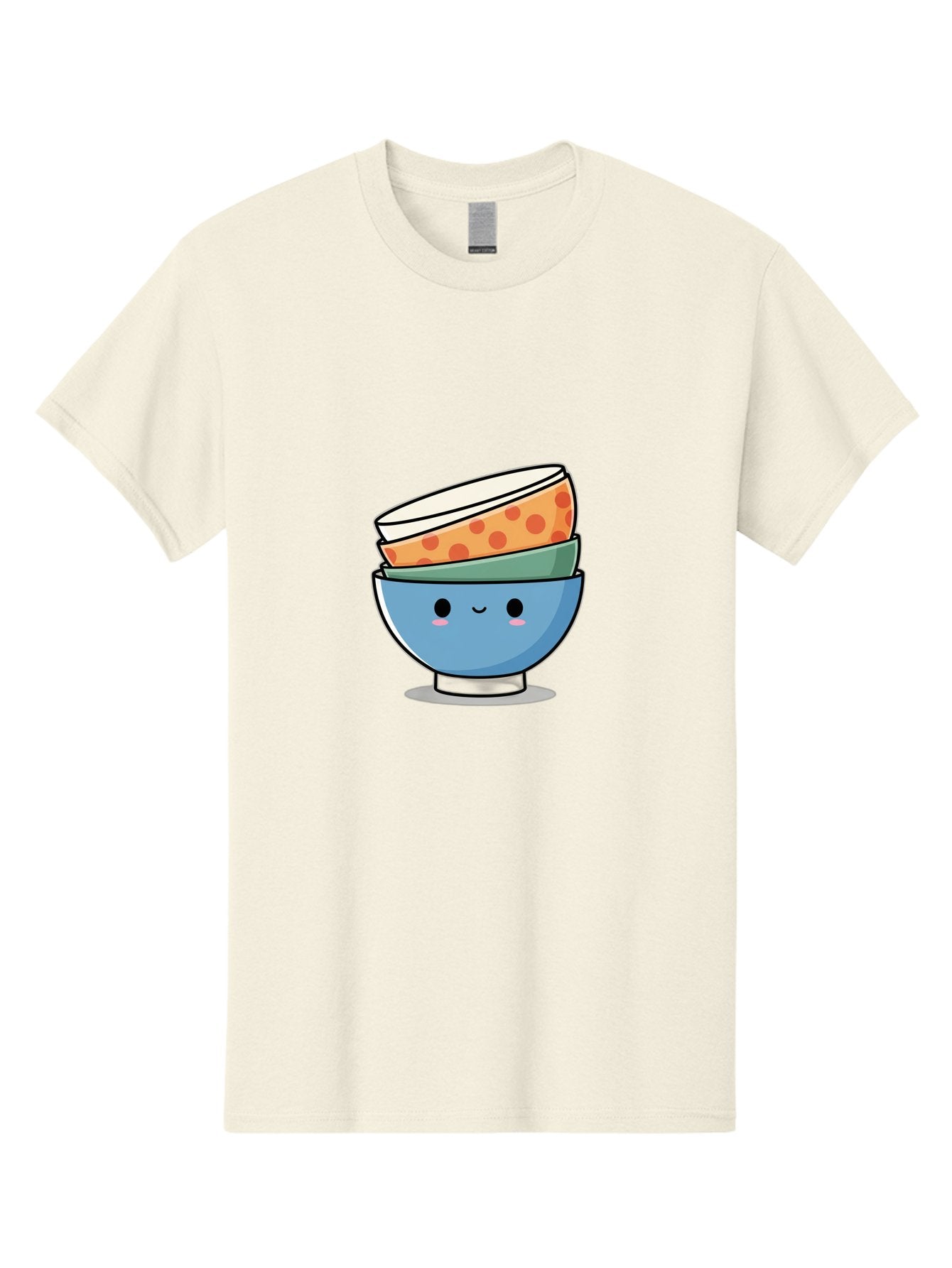 Stacked-Bowls Men'S Graphic Tee, 100% Cotton, Comfortable Casual Summer Wear, Machine Washable, Stacked Bowls, Cartoon Character, Kitchen Utensils, Tableware, Kawaii Art, Cute Illustration, Playful Design, Smiling Bowls, Colorful Pattern, Bab449 14