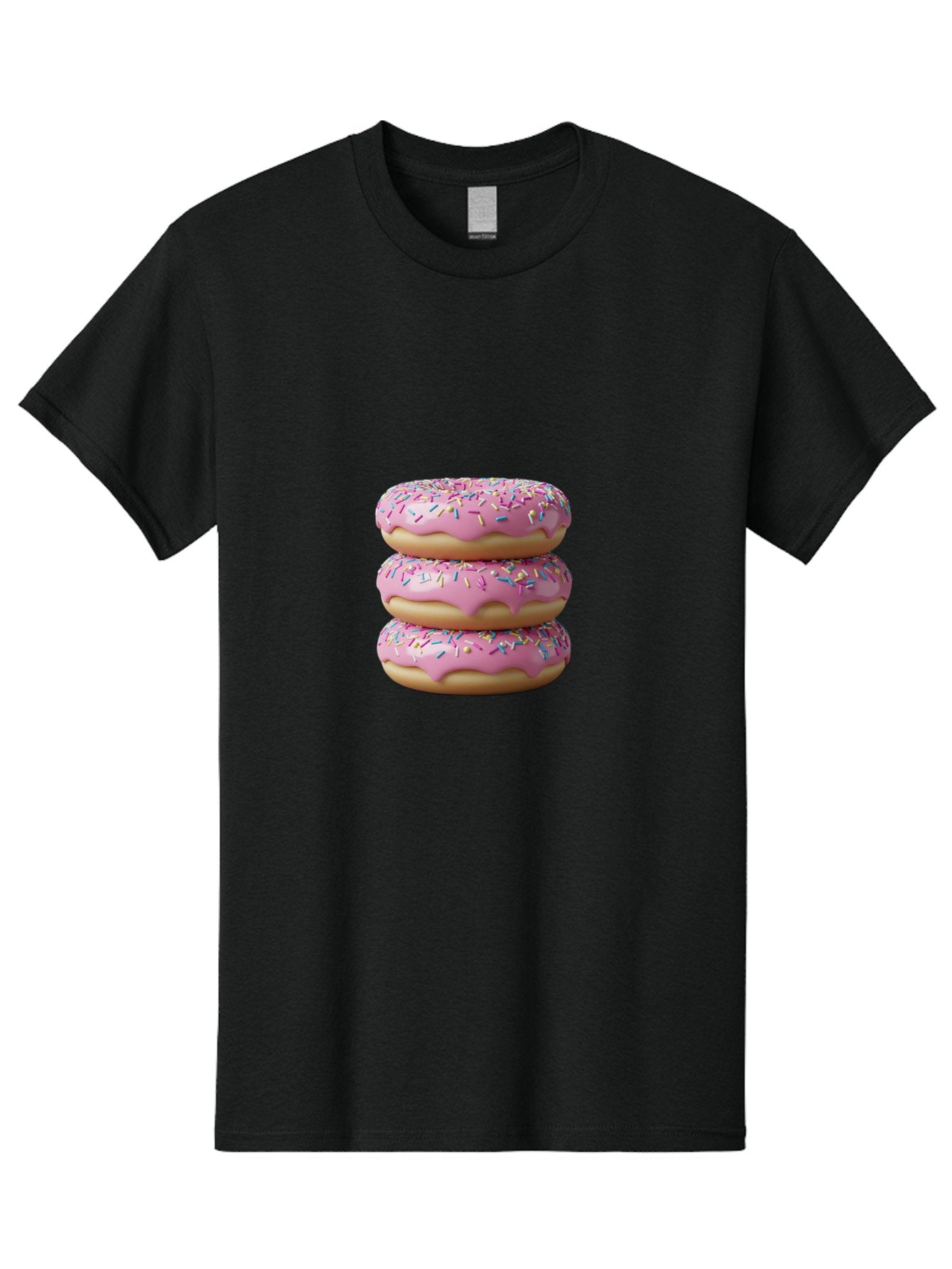 Stacked-Donuts Men'S Graphic Tee, 100% Cotton, Comfortable Casual Summer Wear, Machine Washable, Pink Frosted Donuts, Donuts With Sprinkles, Sweet Treats, Dessert Donuts, Colorful Donuts, Baked Goods, Tasty Pastries, Donut Stack, Sweet Tooth, Bab450 9