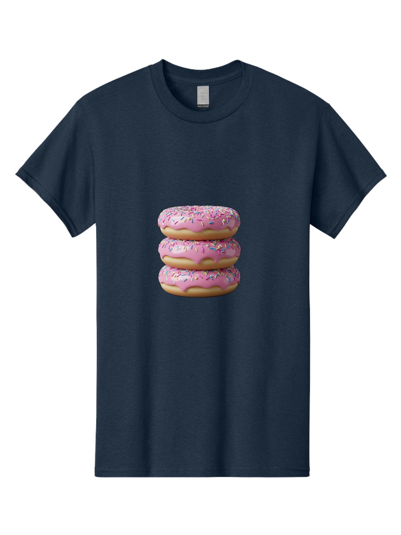 Stacked-Donuts Men'S Graphic Tee, 100% Cotton, Comfortable Casual Summer Wear, Machine Washable, Pink Frosted Donuts, Donuts With Sprinkles, Sweet Treats, Dessert Donuts, Colorful Donuts, Baked Goods, Tasty Pastries, Donut Stack, Sweet Tooth, Bab450 5