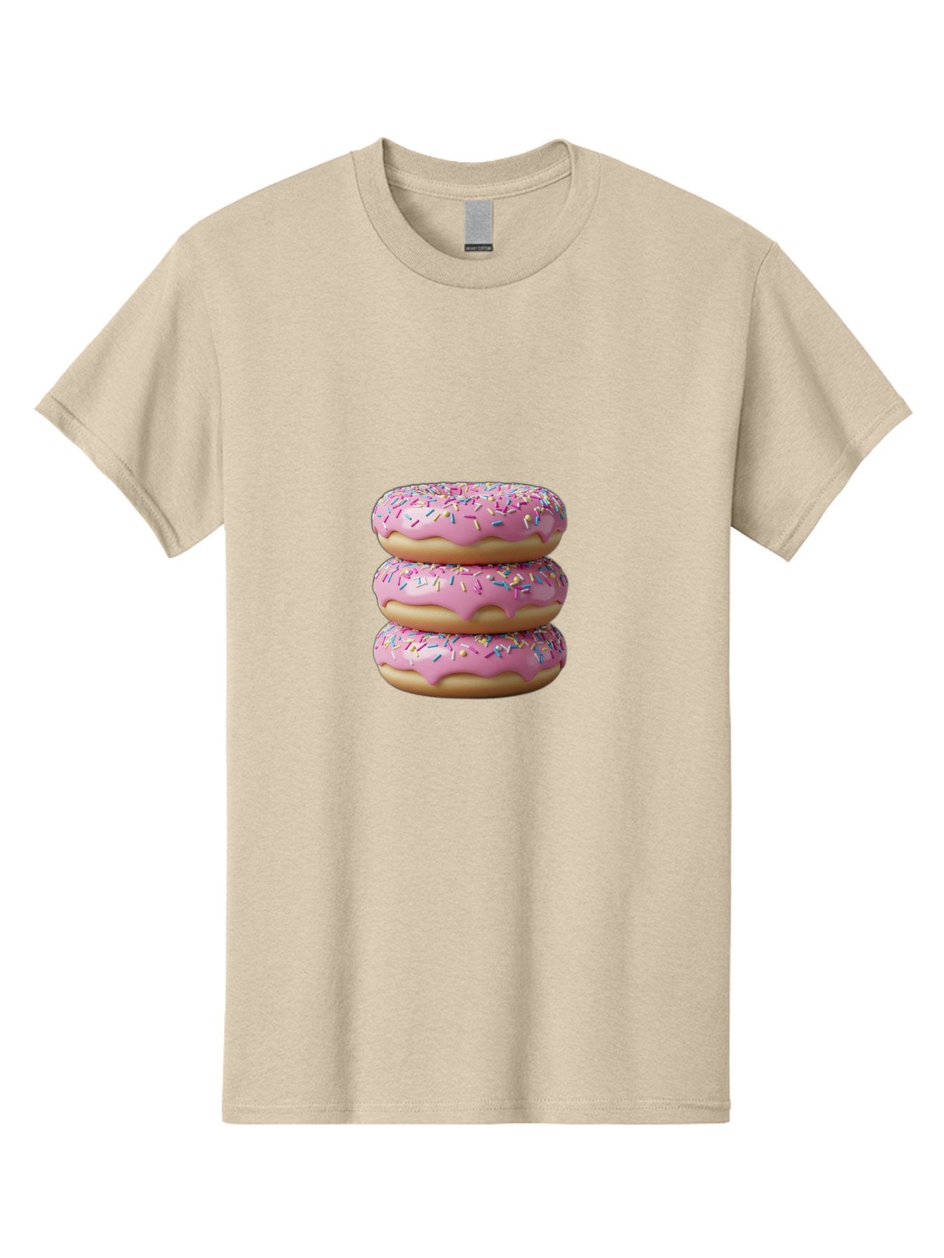 Stacked-Donuts Men'S Graphic Tee, 100% Cotton, Comfortable Casual Summer Wear, Machine Washable, Pink Frosted Donuts, Donuts With Sprinkles, Sweet Treats, Dessert Donuts, Colorful Donuts, Baked Goods, Tasty Pastries, Donut Stack, Sweet Tooth, Bab450 12
