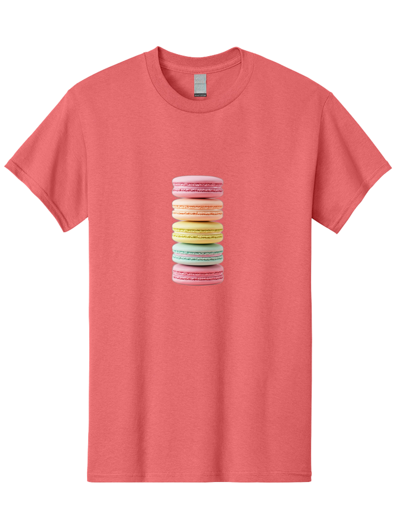 Stacked-Macarons-1 Men'S Graphic Tee, 100% Cotton, Comfortable Casual Summer Wear, Machine Washable, Colorful Macarons, Pastel Colors, Stacked Treats, Sweet Delights, Dessert Lovers, Macaron Tower, French Patisserie, Colorful Sweets, Bab451