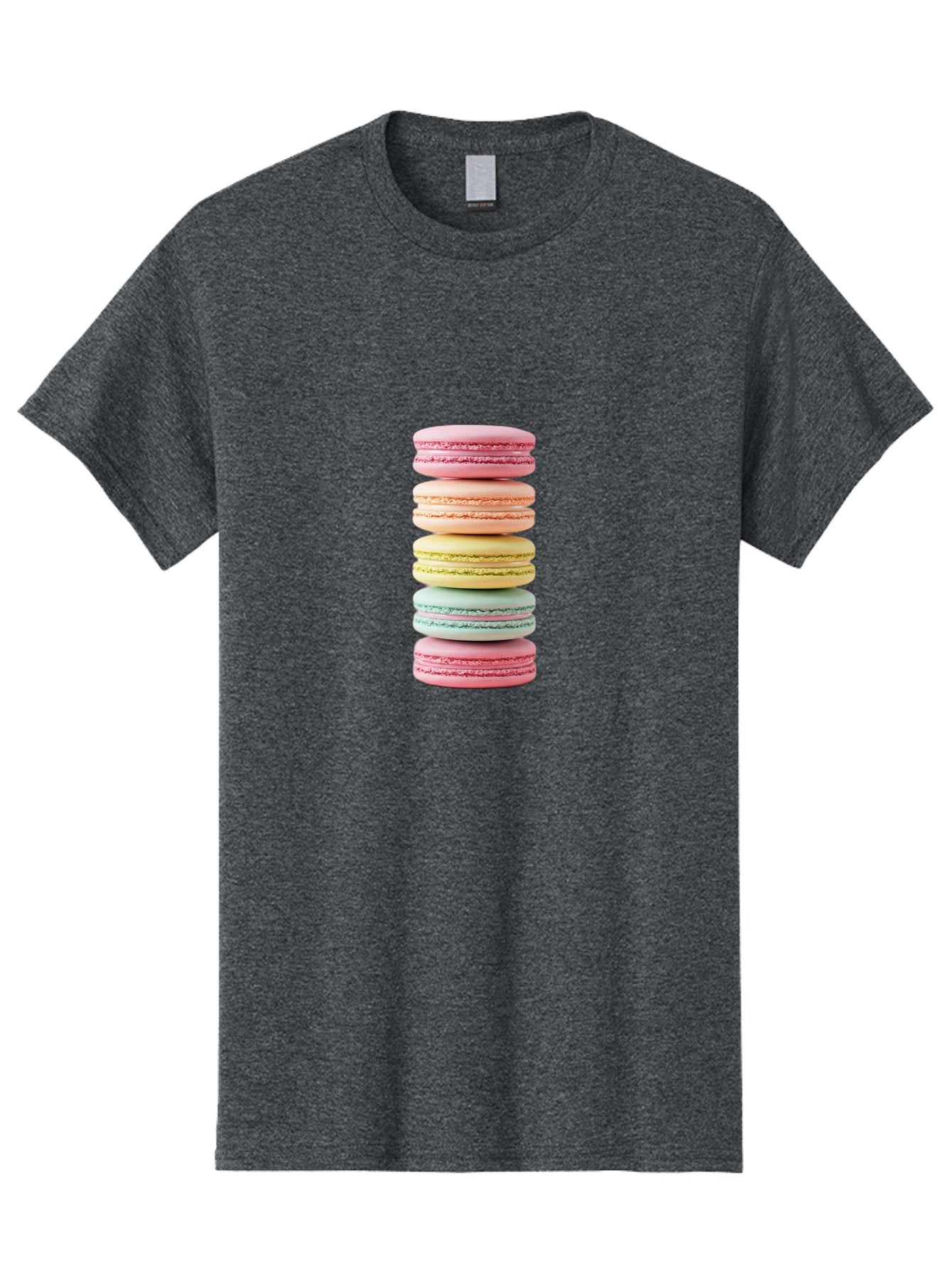 Stacked-Macarons-1 Men'S Graphic Tee, 100% Cotton, Comfortable Casual Summer Wear, Machine Washable, Colorful Macarons, Pastel Colors, Stacked Treats, Sweet Delights, Dessert Lovers, Macaron Tower, French Patisserie, Colorful Sweets, Bab451 5