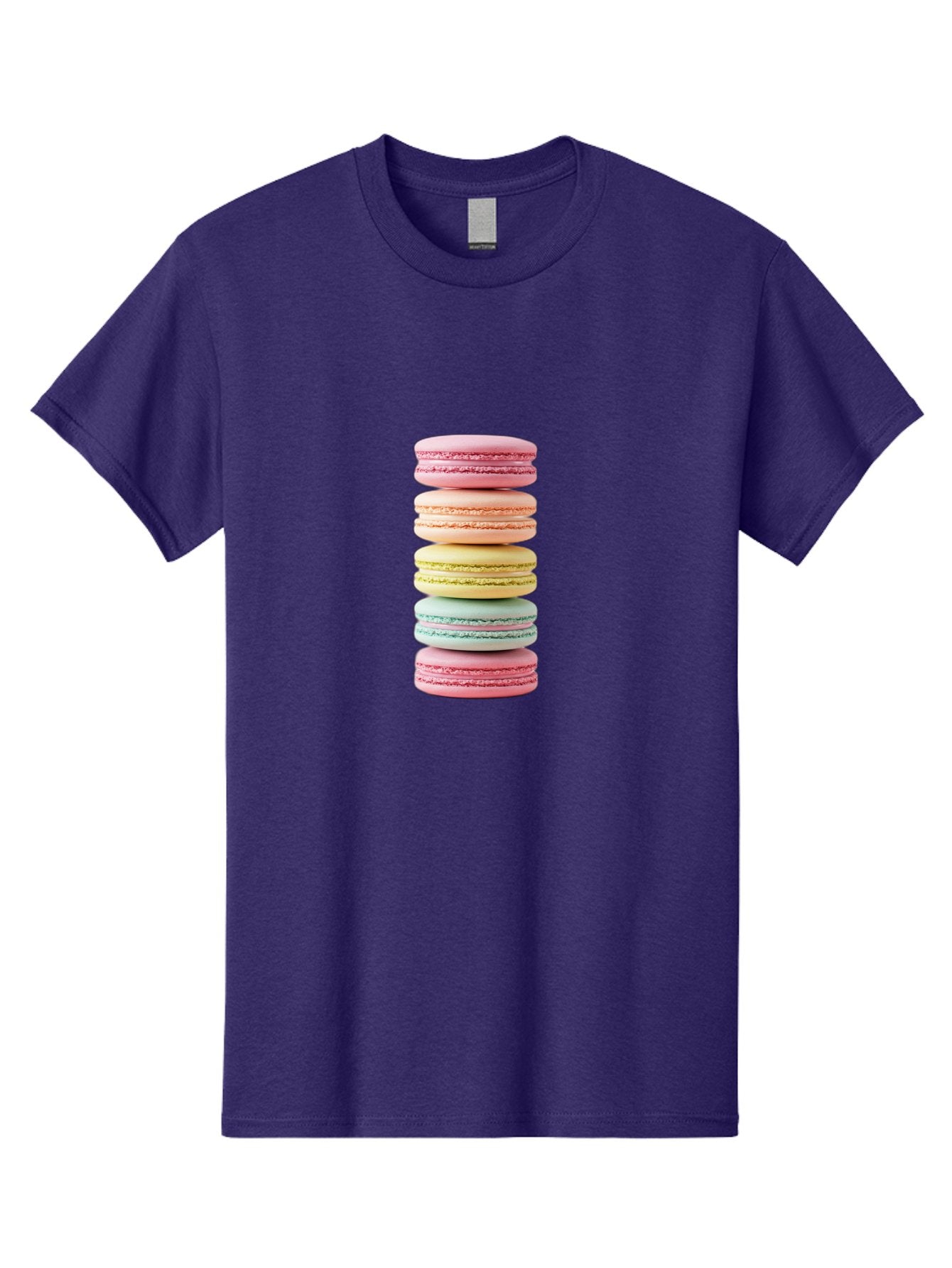 Stacked-Macarons-1 Men'S Graphic Tee, 100% Cotton, Comfortable Casual Summer Wear, Machine Washable, Colorful Macarons, Pastel Colors, Stacked Treats, Sweet Delights, Dessert Lovers, Macaron Tower, French Patisserie, Colorful Sweets, Bab451 11