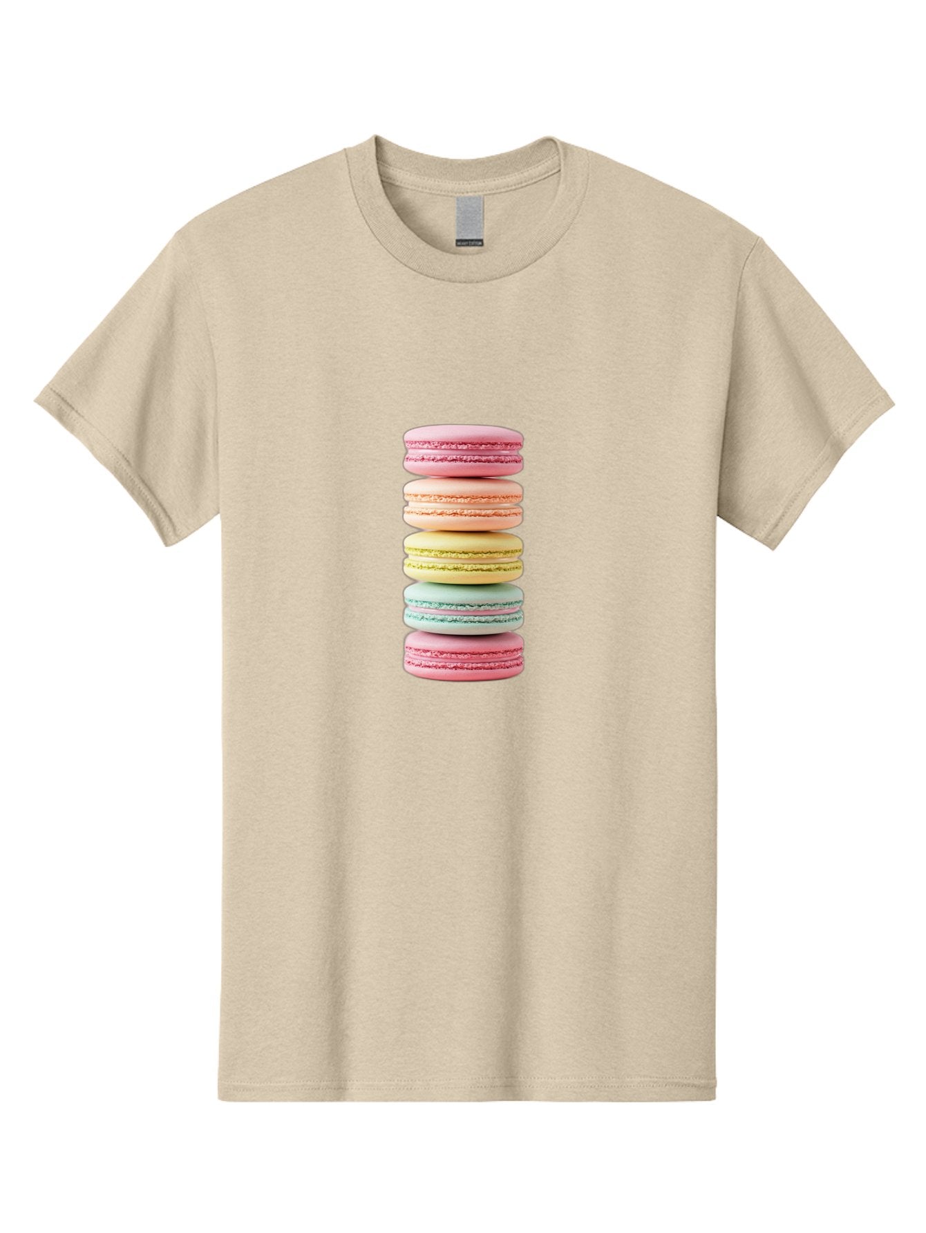 Stacked-Macarons-1 Men'S Graphic Tee, 100% Cotton, Comfortable Casual Summer Wear, Machine Washable, Colorful Macarons, Pastel Colors, Stacked Treats, Sweet Delights, Dessert Lovers, Macaron Tower, French Patisserie, Colorful Sweets, Bab451 12