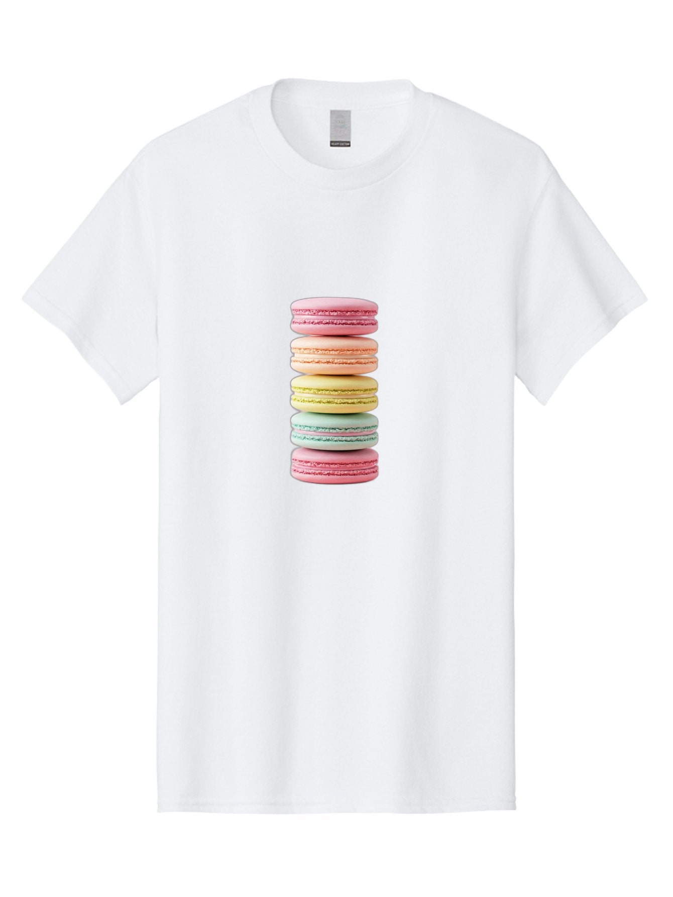 Stacked-Macarons-1 Men'S Graphic Tee, 100% Cotton, Comfortable Casual Summer Wear, Machine Washable, Colorful Macarons, Pastel Colors, Stacked Treats, Sweet Delights, Dessert Lovers, Macaron Tower, French Patisserie, Colorful Sweets, Bab451 13