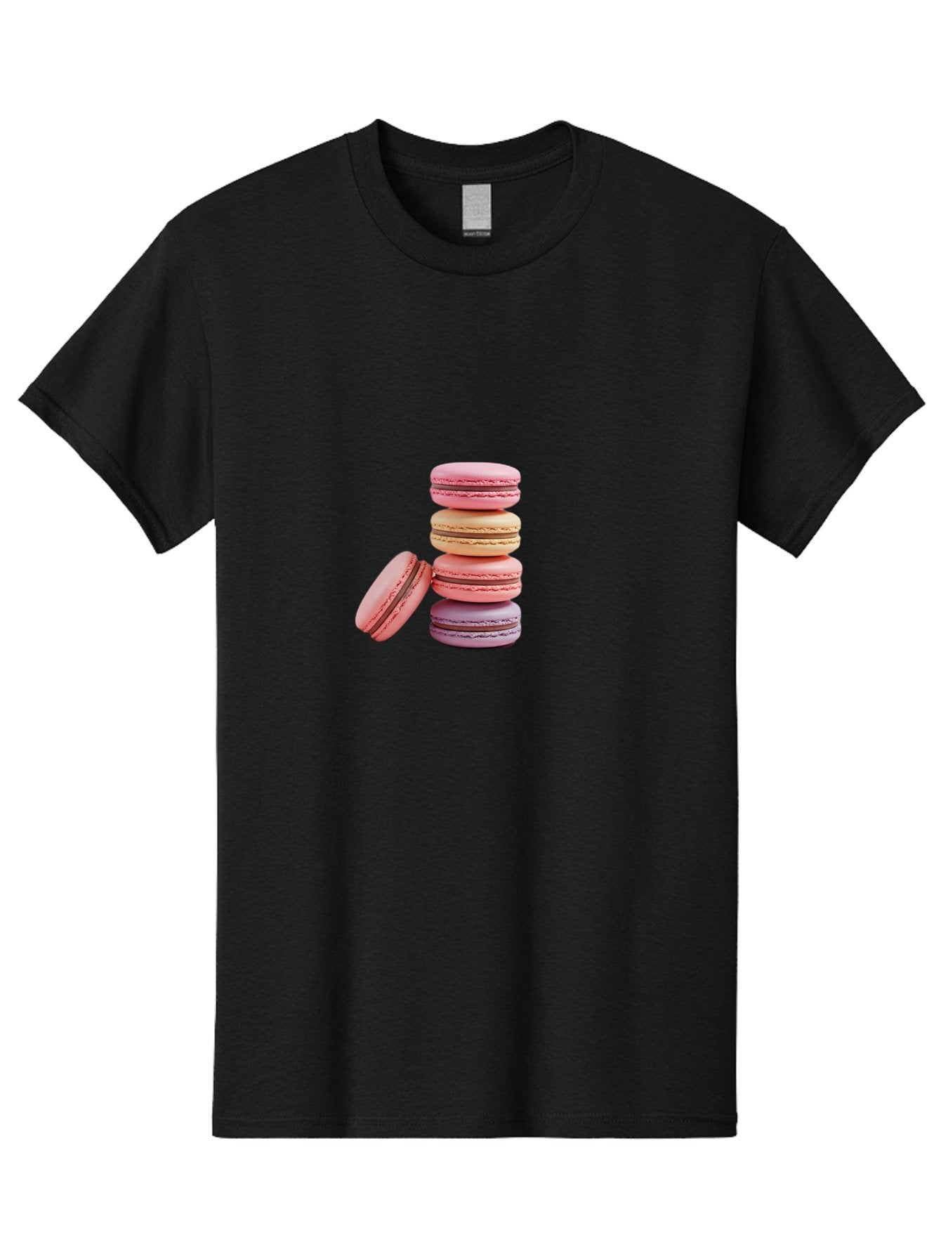 Stacked-Macarons-2 Men'S Graphic Tee, 100% Cotton, Comfortable Casual Summer Wear, Machine Washable, Assorted Macarons, Pastel Colors, French Desserts, Sweets, Desserts, Macaron Stack, Confectionery, Delicate Cookies, Sweet Treats, Bab452 5