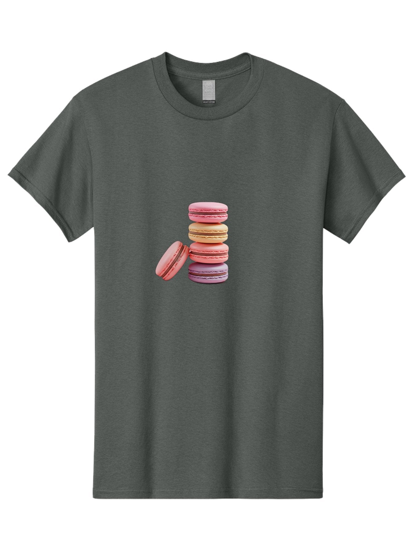 Stacked-Macarons-2 Men'S Graphic Tee, 100% Cotton, Comfortable Casual Summer Wear, Machine Washable, Assorted Macarons, Pastel Colors, French Desserts, Sweets, Desserts, Macaron Stack, Confectionery, Delicate Cookies, Sweet Treats, Bab452 6