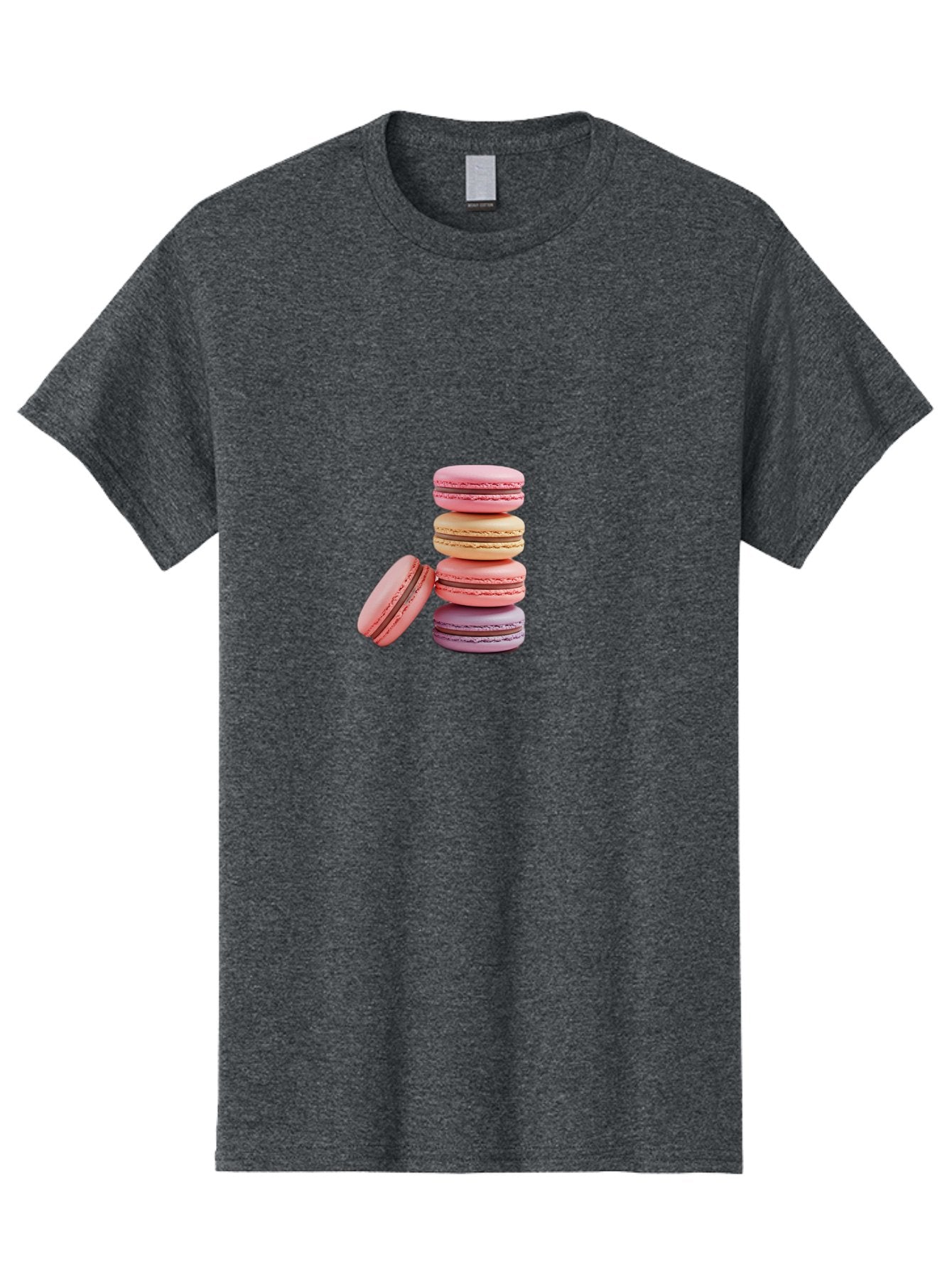 Stacked-Macarons-2 Men'S Graphic Tee, 100% Cotton, Comfortable Casual Summer Wear, Machine Washable, Assorted Macarons, Pastel Colors, French Desserts, Sweets, Desserts, Macaron Stack, Confectionery, Delicate Cookies, Sweet Treats, Bab452 12