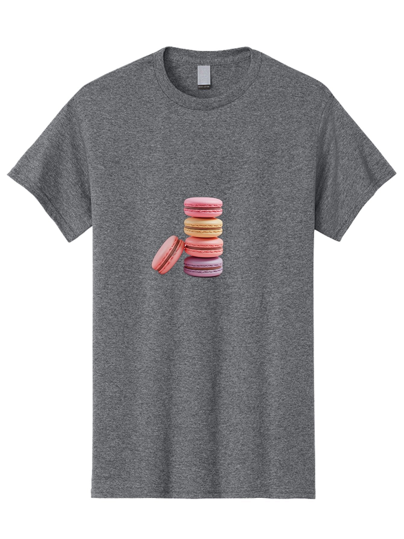 Stacked-Macarons-2 Men'S Graphic Tee, 100% Cotton, Comfortable Casual Summer Wear, Machine Washable, Assorted Macarons, Pastel Colors, French Desserts, Sweets, Desserts, Macaron Stack, Confectionery, Delicate Cookies, Sweet Treats, Bab452