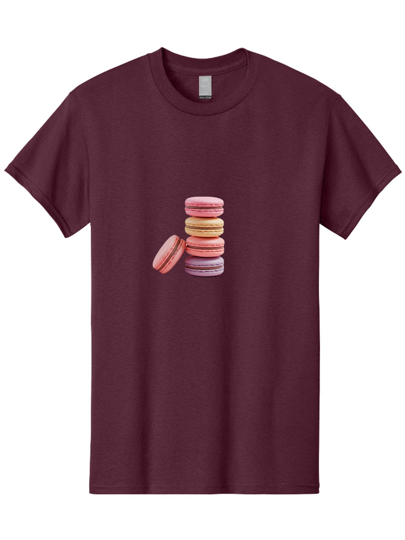 Stacked-Macarons-2 Men'S Graphic Tee, 100% Cotton, Comfortable Casual Summer Wear, Machine Washable, Assorted Macarons, Pastel Colors, French Desserts, Sweets, Desserts, Macaron Stack, Confectionery, Delicate Cookies, Sweet Treats, Bab452 10