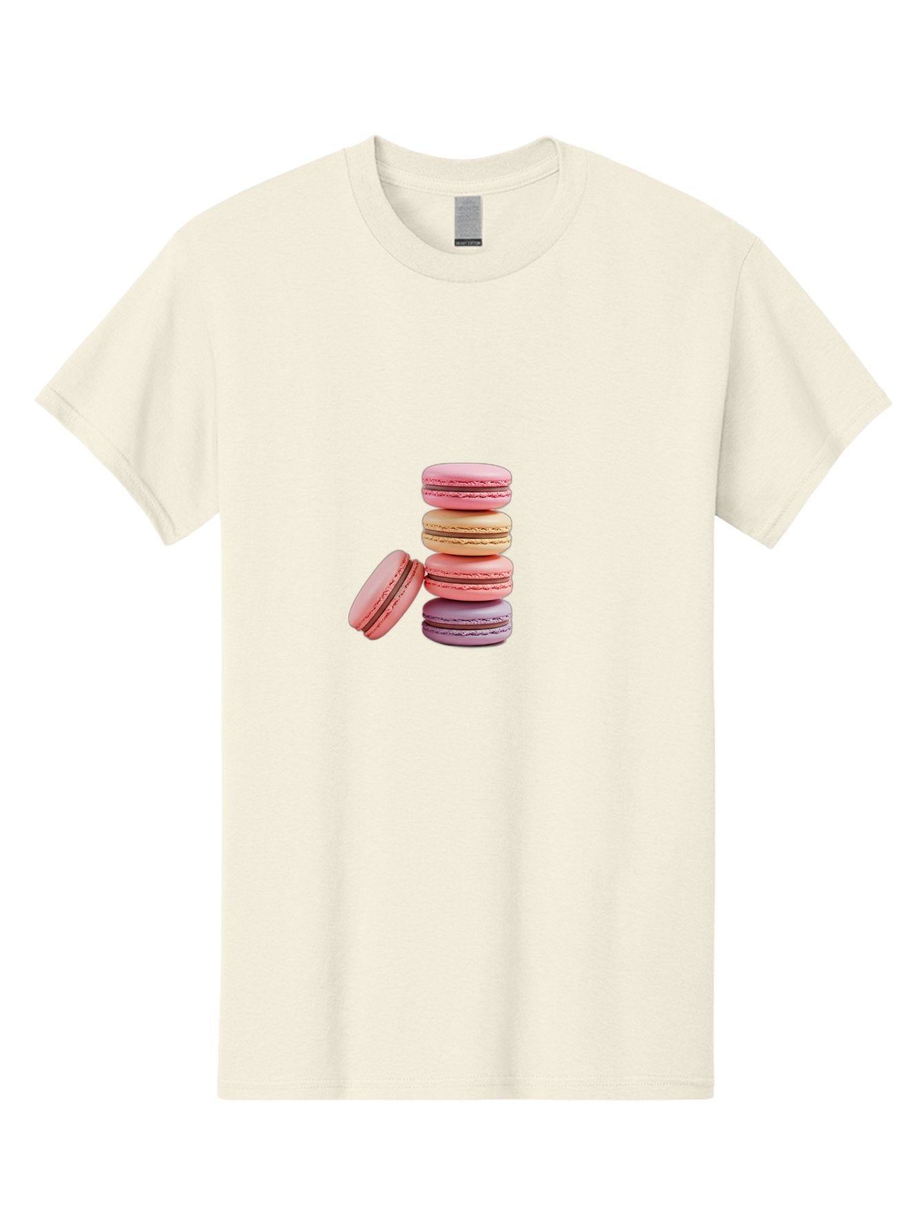 Stacked-Macarons-2 Men'S Graphic Tee, 100% Cotton, Comfortable Casual Summer Wear, Machine Washable, Assorted Macarons, Pastel Colors, French Desserts, Sweets, Desserts, Macaron Stack, Confectionery, Delicate Cookies, Sweet Treats, Bab452 3