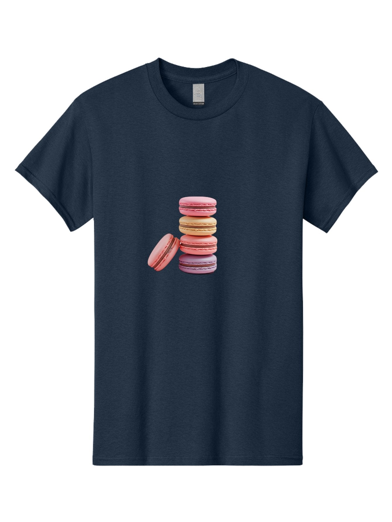 Stacked-Macarons-2 Men'S Graphic Tee, 100% Cotton, Comfortable Casual Summer Wear, Machine Washable, Assorted Macarons, Pastel Colors, French Desserts, Sweets, Desserts, Macaron Stack, Confectionery, Delicate Cookies, Sweet Treats, Bab452 14