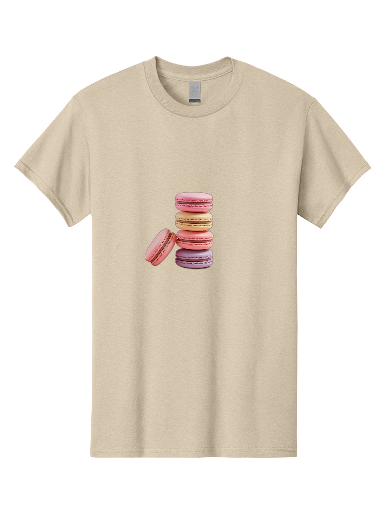 Stacked-Macarons-2 Men'S Graphic Tee, 100% Cotton, Comfortable Casual Summer Wear, Machine Washable, Assorted Macarons, Pastel Colors, French Desserts, Sweets, Desserts, Macaron Stack, Confectionery, Delicate Cookies, Sweet Treats, Bab452 9