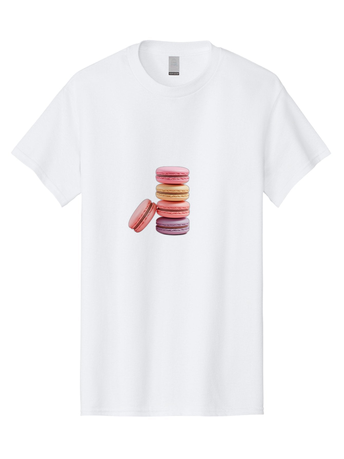 Stacked-Macarons-2 Men'S Graphic Tee, 100% Cotton, Comfortable Casual Summer Wear, Machine Washable, Assorted Macarons, Pastel Colors, French Desserts, Sweets, Desserts, Macaron Stack, Confectionery, Delicate Cookies, Sweet Treats, Bab452 4