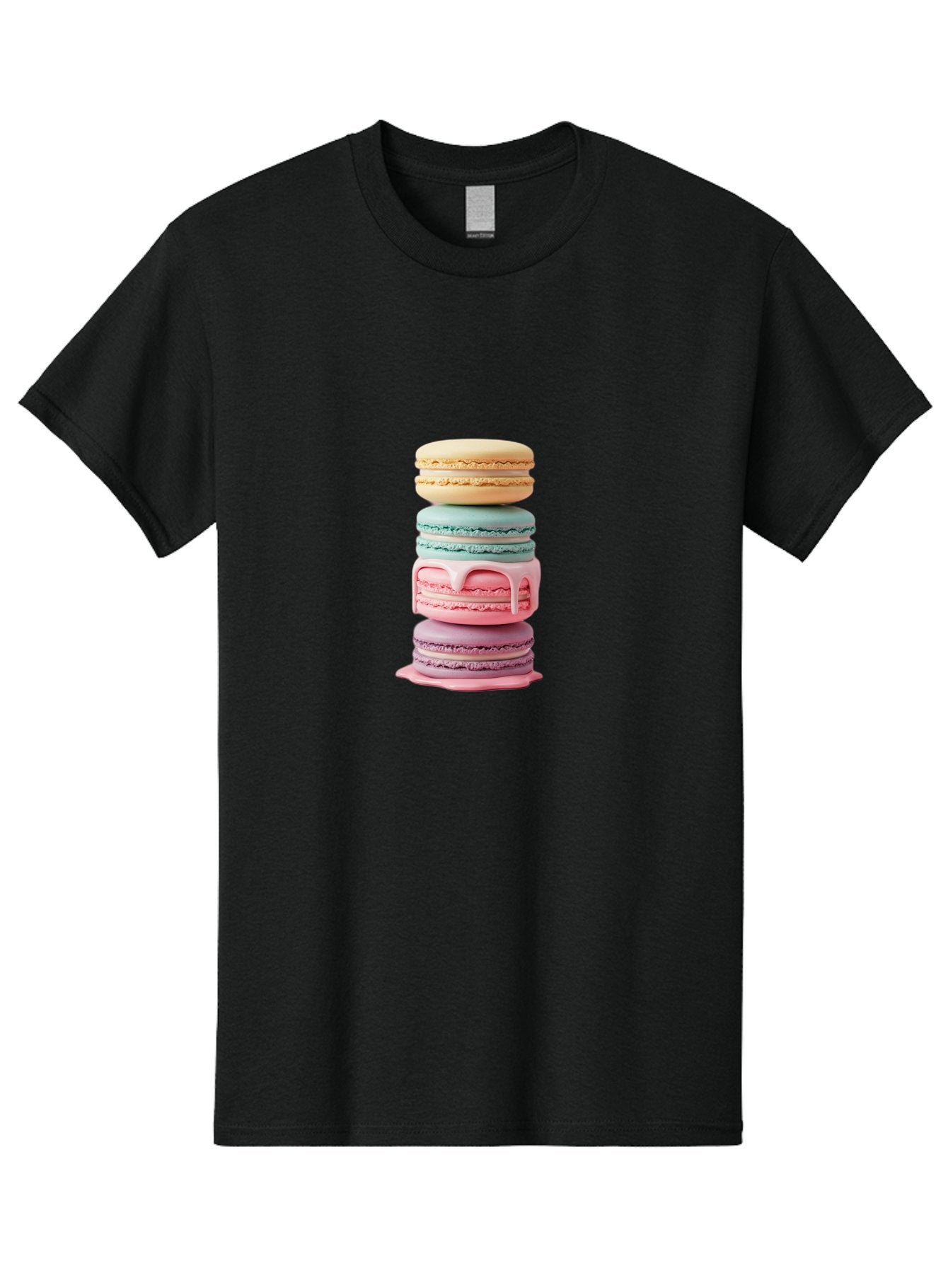 Stacked-Macarons-3 Men'S Graphic Tee, 100% Cotton, Comfortable Casual Summer Wear, Machine Washable, Stack Of Macarons, Pastel Colors, Sweet Treats, Dessert Lovers, French Patisserie, Creamy Filling, Delicate Meringue, Layered Macarons, Bab453 12