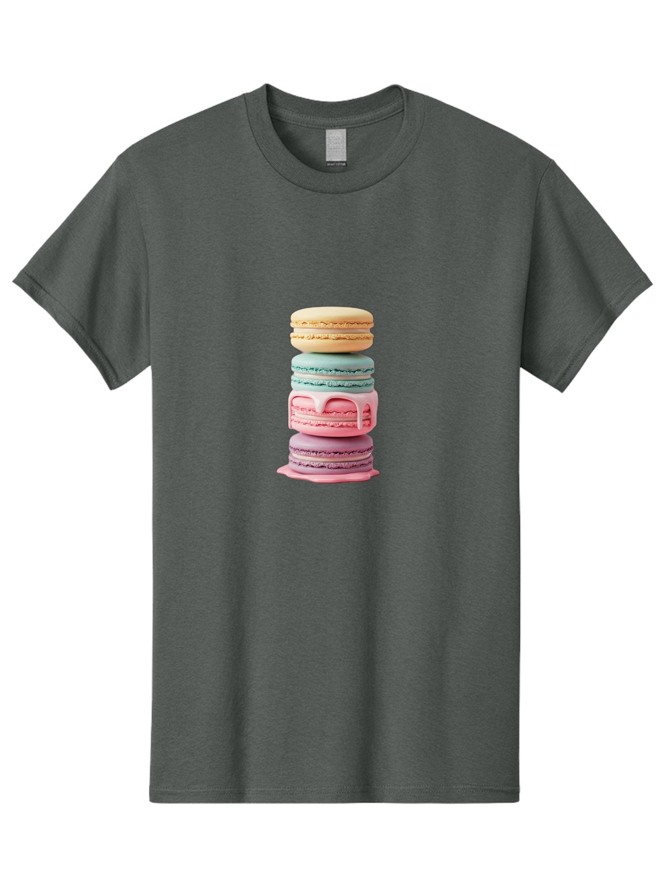 Stacked-Macarons-3 Men'S Graphic Tee, 100% Cotton, Comfortable Casual Summer Wear, Machine Washable, Stack Of Macarons, Pastel Colors, Sweet Treats, Dessert Lovers, French Patisserie, Creamy Filling, Delicate Meringue, Layered Macarons, Bab453 13