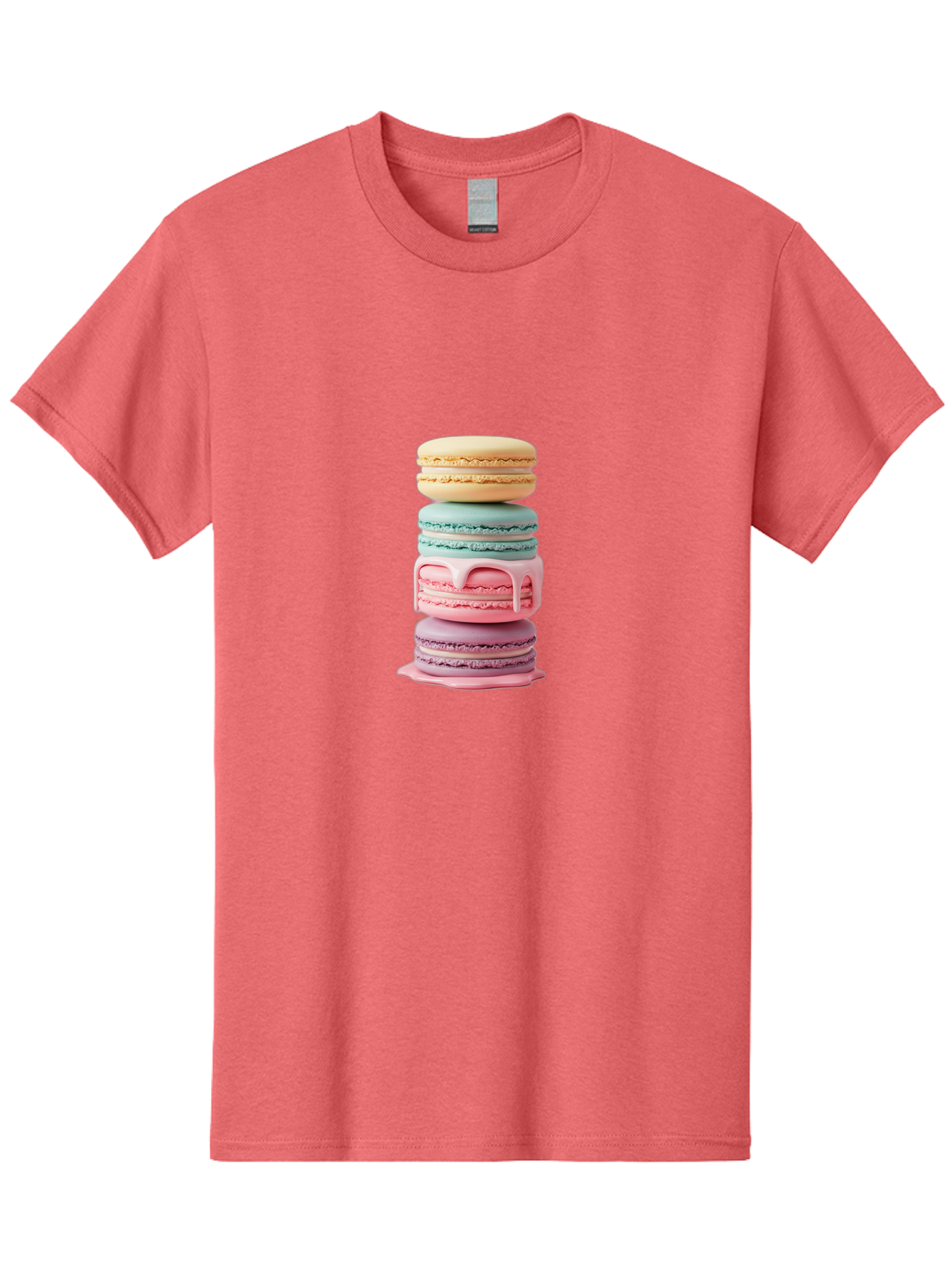 Stacked-Macarons-3 Men'S Graphic Tee, 100% Cotton, Comfortable Casual Summer Wear, Machine Washable, Stack Of Macarons, Pastel Colors, Sweet Treats, Dessert Lovers, French Patisserie, Creamy Filling, Delicate Meringue, Layered Macarons, Bab453 21
