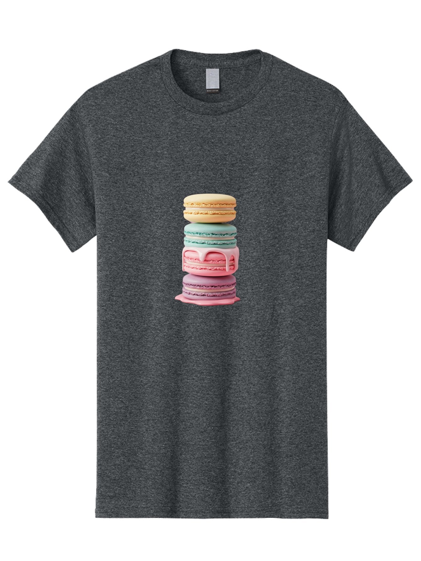 Stacked-Macarons-3 Men'S Graphic Tee, 100% Cotton, Comfortable Casual Summer Wear, Machine Washable, Stack Of Macarons, Pastel Colors, Sweet Treats, Dessert Lovers, French Patisserie, Creamy Filling, Delicate Meringue, Layered Macarons, Bab453 4