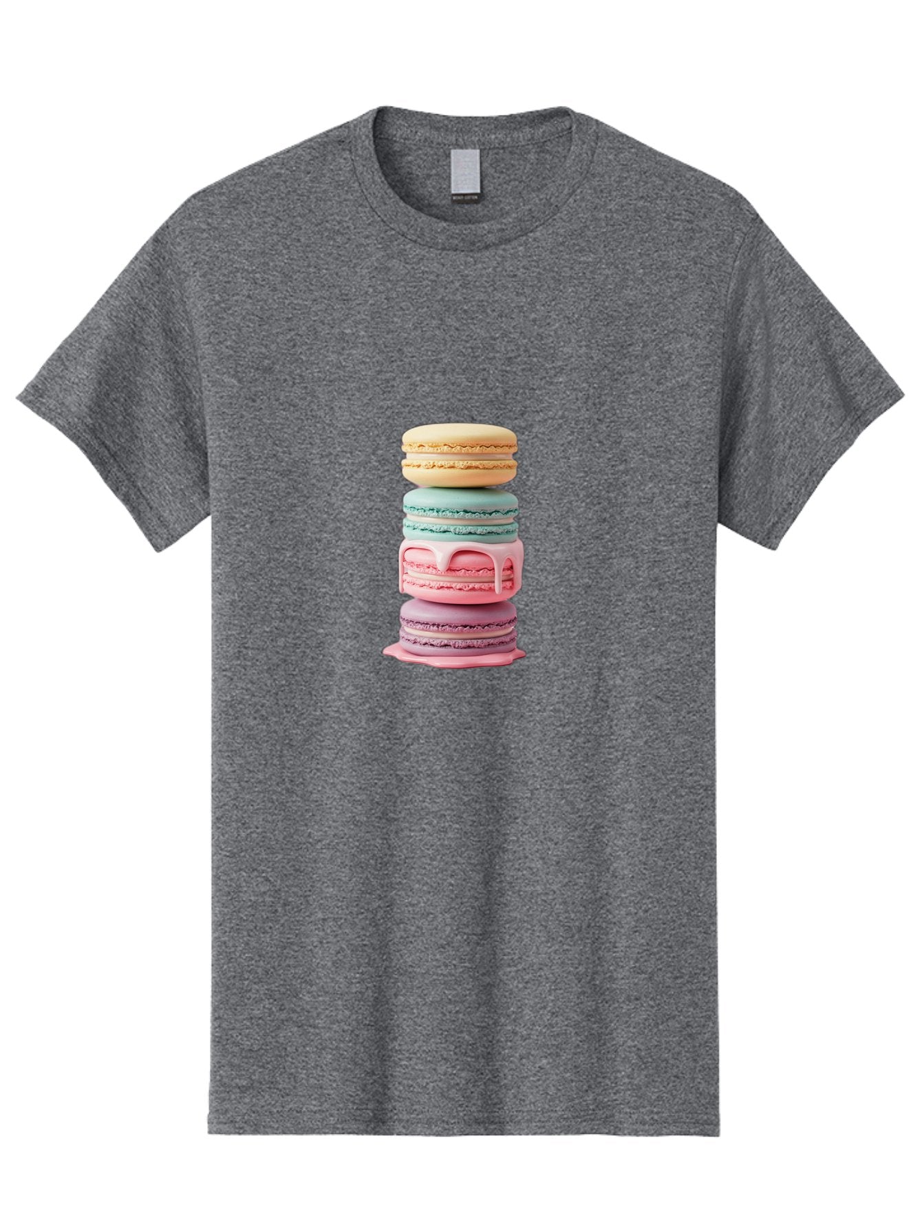 Stacked-Macarons-3 Men'S Graphic Tee, 100% Cotton, Comfortable Casual Summer Wear, Machine Washable, Stack Of Macarons, Pastel Colors, Sweet Treats, Dessert Lovers, French Patisserie, Creamy Filling, Delicate Meringue, Layered Macarons, Bab453