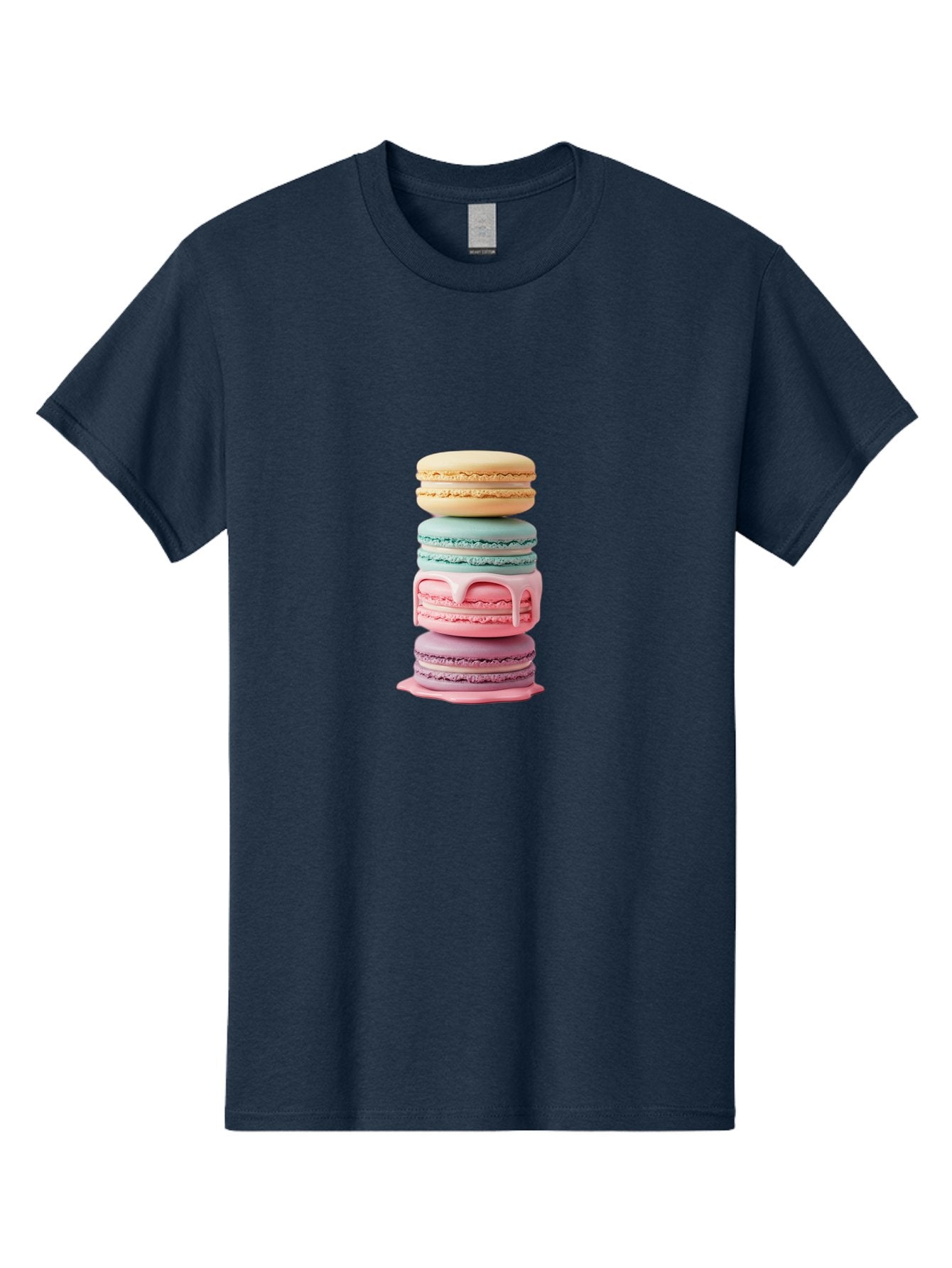 Stacked-Macarons-3 Men'S Graphic Tee, 100% Cotton, Comfortable Casual Summer Wear, Machine Washable, Stack Of Macarons, Pastel Colors, Sweet Treats, Dessert Lovers, French Patisserie, Creamy Filling, Delicate Meringue, Layered Macarons, Bab453 5