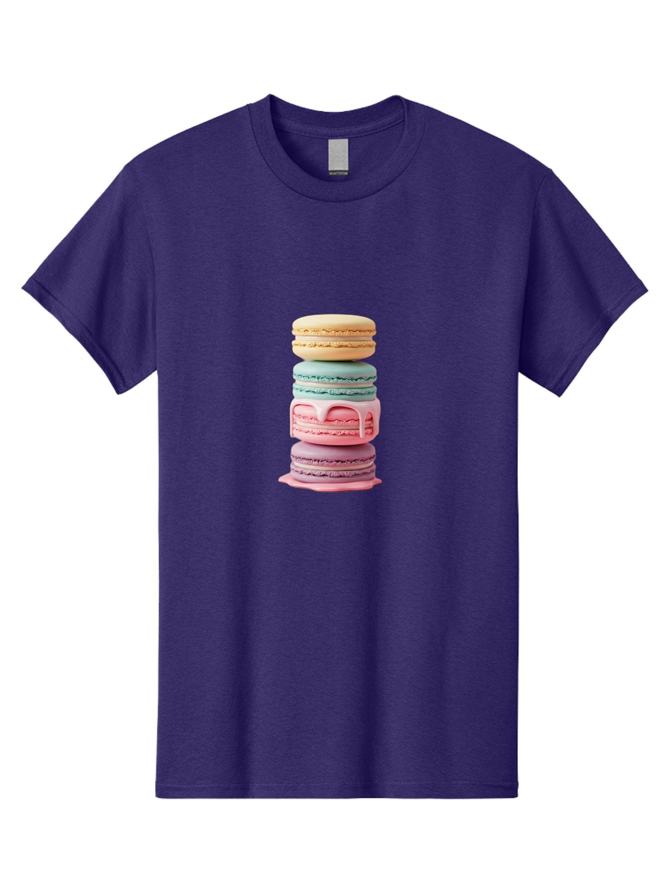 Stacked-Macarons-3 Men'S Graphic Tee, 100% Cotton, Comfortable Casual Summer Wear, Machine Washable, Stack Of Macarons, Pastel Colors, Sweet Treats, Dessert Lovers, French Patisserie, Creamy Filling, Delicate Meringue, Layered Macarons, Bab453 9