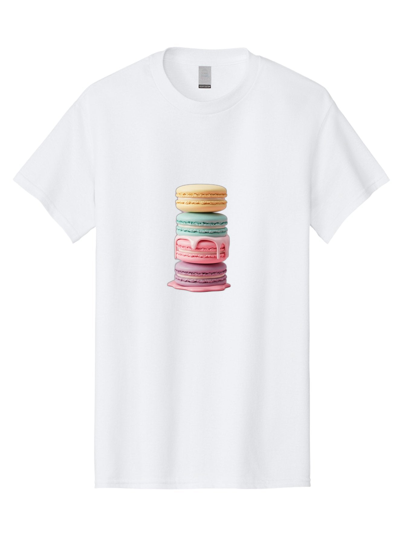 Stacked-Macarons-3 Men'S Graphic Tee, 100% Cotton, Comfortable Casual Summer Wear, Machine Washable, Stack Of Macarons, Pastel Colors, Sweet Treats, Dessert Lovers, French Patisserie, Creamy Filling, Delicate Meringue, Layered Macarons, Bab453 6