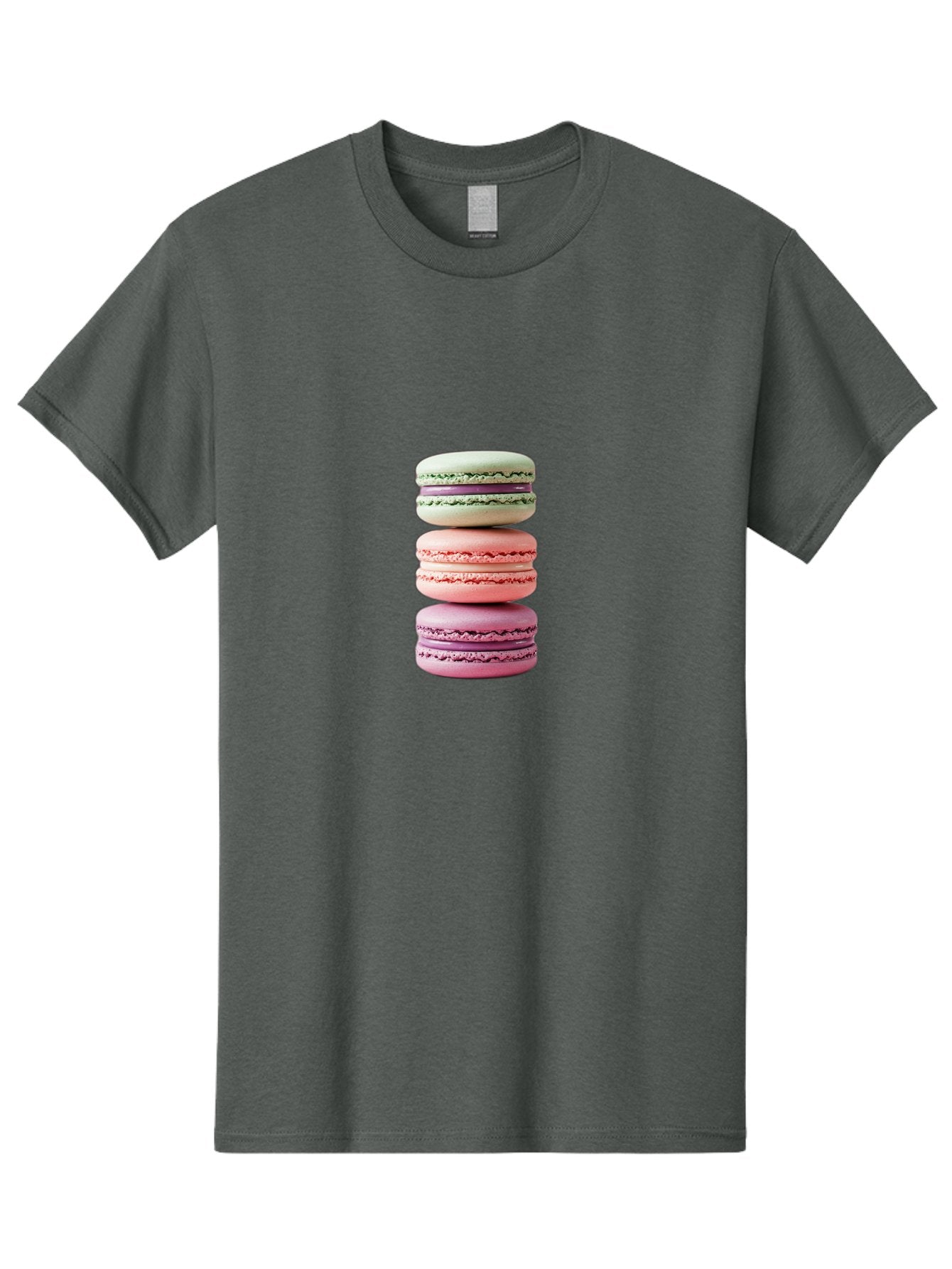 Stacked-Macarons-4 Men'S Graphic Tee, 100% Cotton, Comfortable Casual Summer Wear, Machine Washable, Pink And White Macarons, Stacked Macarons, Pastel Colors, French Desserts, Sweet Treats, Baked Goods, Delicate Texture, Creamy Filling Bab454