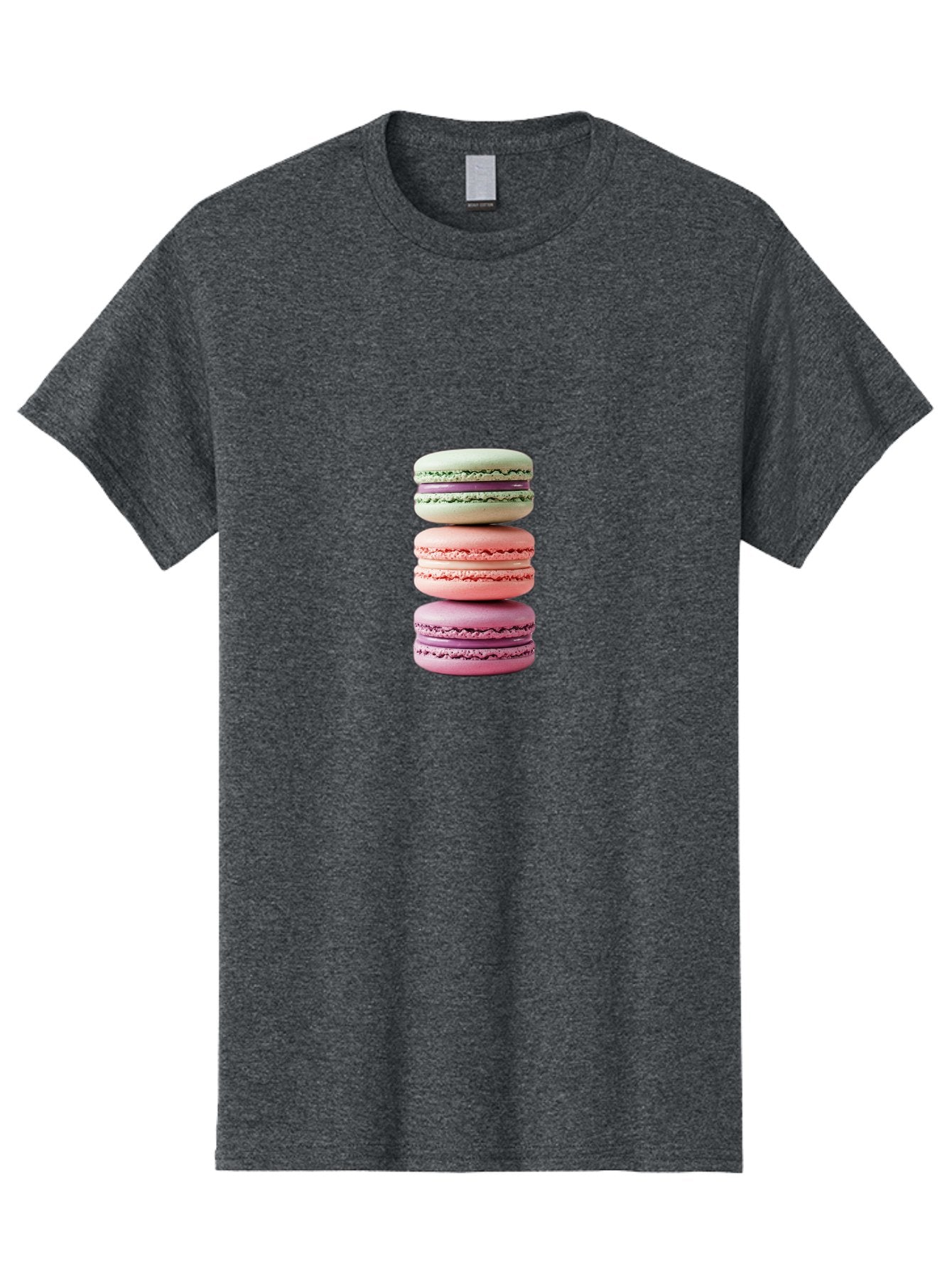 Stacked-Macarons-4 Men'S Graphic Tee, 100% Cotton, Comfortable Casual Summer Wear, Machine Washable, Pink And White Macarons, Stacked Macarons, Pastel Colors, French Desserts, Sweet Treats, Baked Goods, Delicate Texture, Creamy Filling Bab454 6