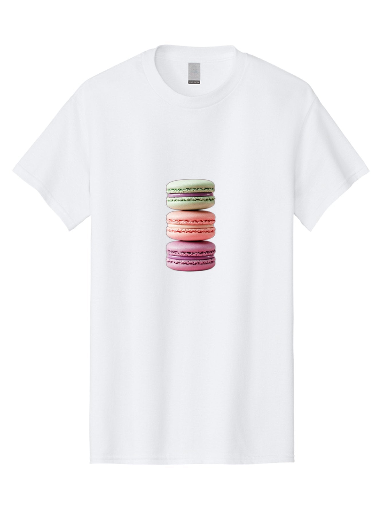 Stacked-Macarons-4 Men'S Graphic Tee, 100% Cotton, Comfortable Casual Summer Wear, Machine Washable, Pink And White Macarons, Stacked Macarons, Pastel Colors, French Desserts, Sweet Treats, Baked Goods, Delicate Texture, Creamy Filling Bab454 12