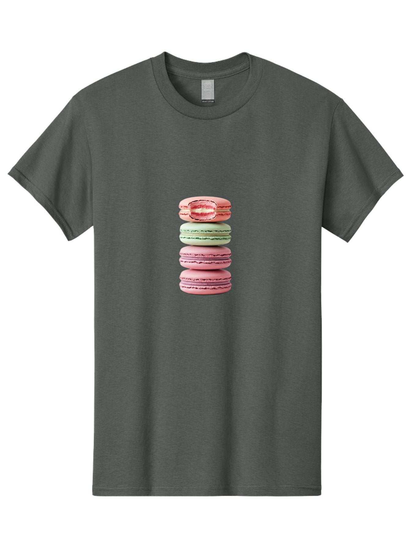 Stacked-Macarons Men'S Graphic Tee, 100% Cotton, Comfortable Casual Summer Wear, Machine Washable, Pink And Green Macarons, Stacked Macarons, French Patisserie, Sweet Treats, Delicate Desserts, Colorful Cookies, Tasty Macarons Bab455 4