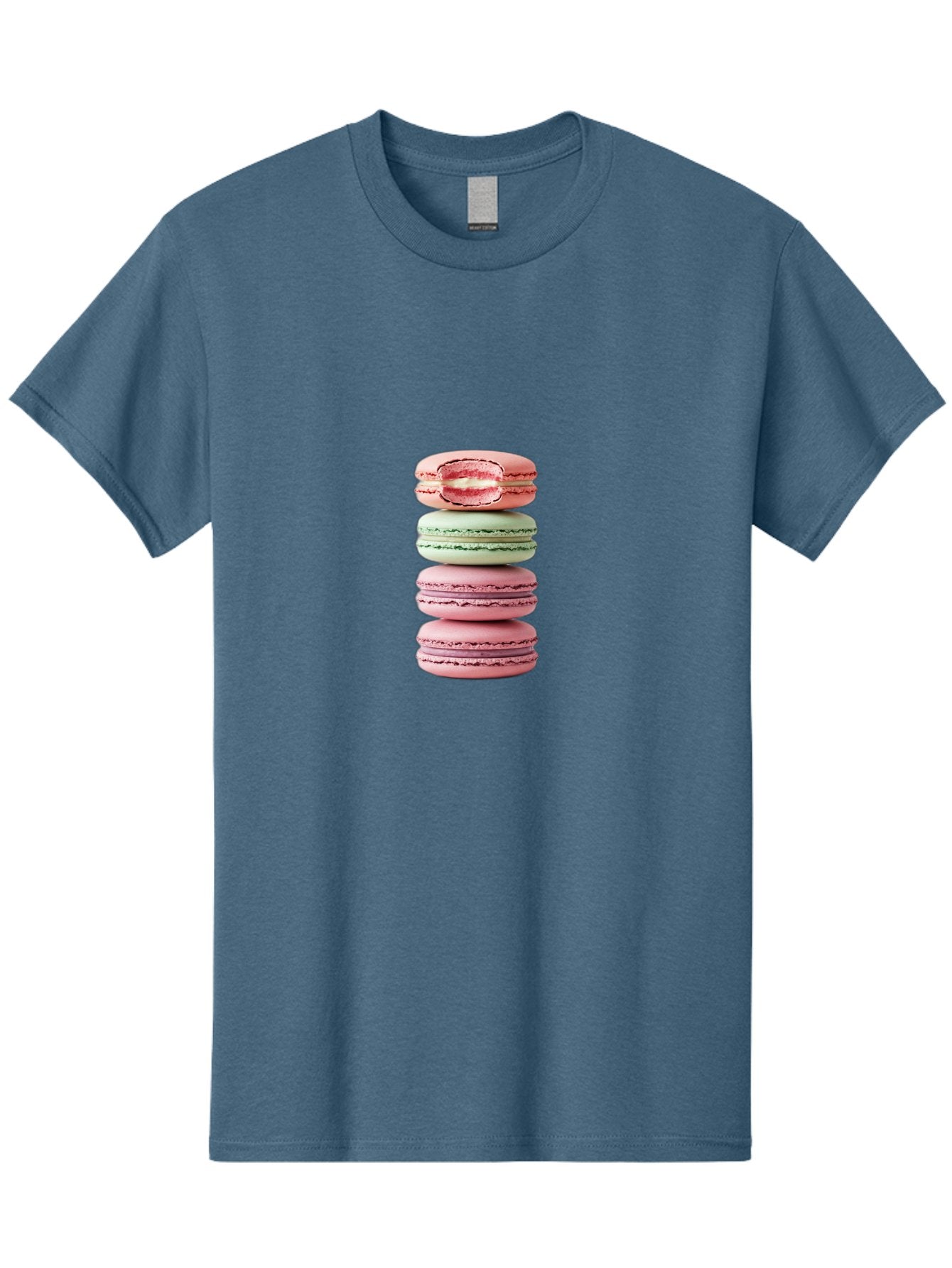 Stacked-Macarons Men'S Graphic Tee, 100% Cotton, Comfortable Casual Summer Wear, Machine Washable, Pink And Green Macarons, Stacked Macarons, French Patisserie, Sweet Treats, Delicate Desserts, Colorful Cookies, Tasty Macarons Bab455 11