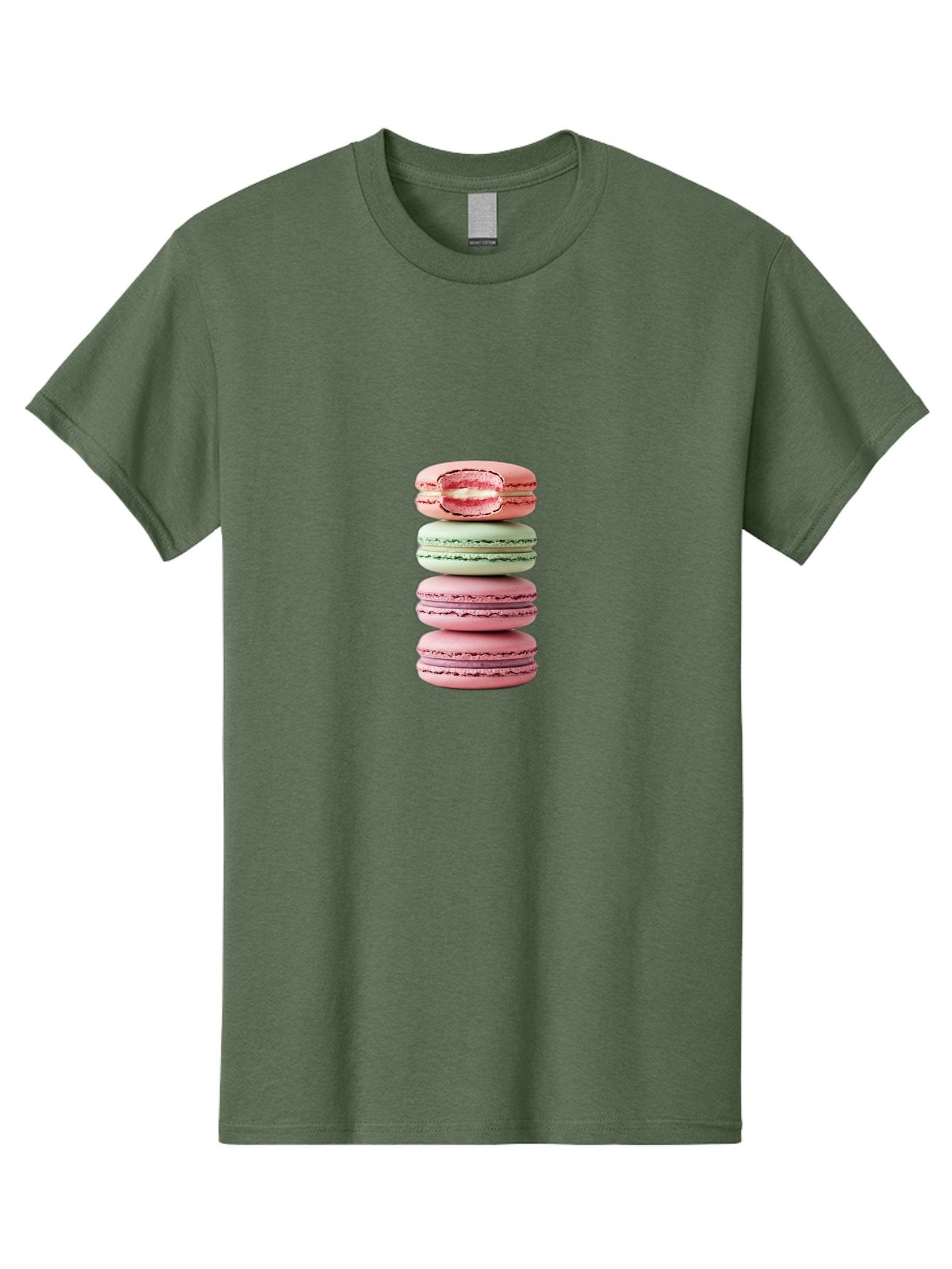 Stacked-Macarons Men'S Graphic Tee, 100% Cotton, Comfortable Casual Summer Wear, Machine Washable, Pink And Green Macarons, Stacked Macarons, French Patisserie, Sweet Treats, Delicate Desserts, Colorful Cookies, Tasty Macarons Bab455 13