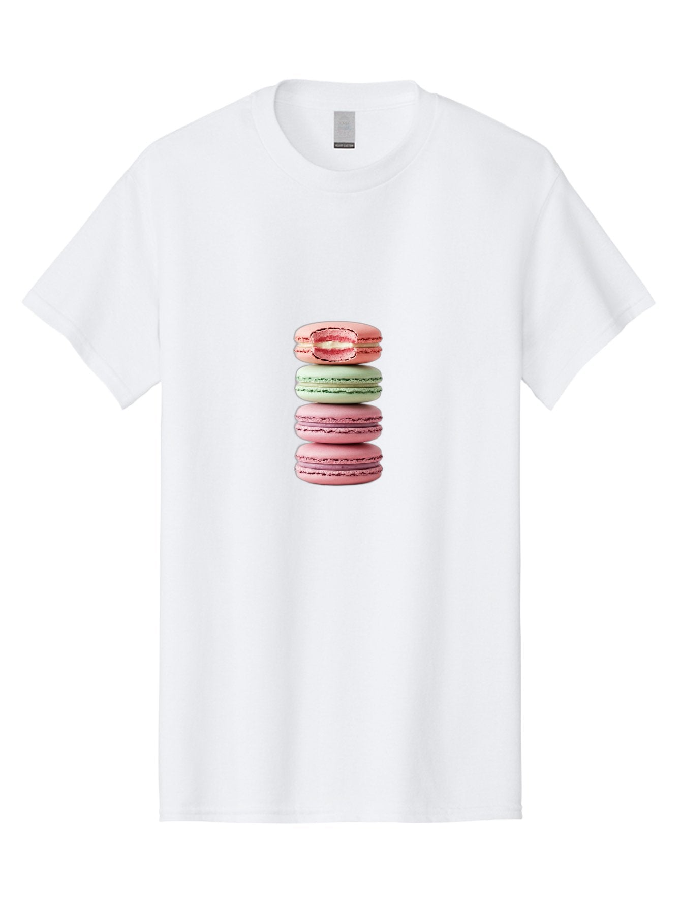 Stacked-Macarons Men'S Graphic Tee, 100% Cotton, Comfortable Casual Summer Wear, Machine Washable, Pink And Green Macarons, Stacked Macarons, French Patisserie, Sweet Treats, Delicate Desserts, Colorful Cookies, Tasty Macarons Bab455 3