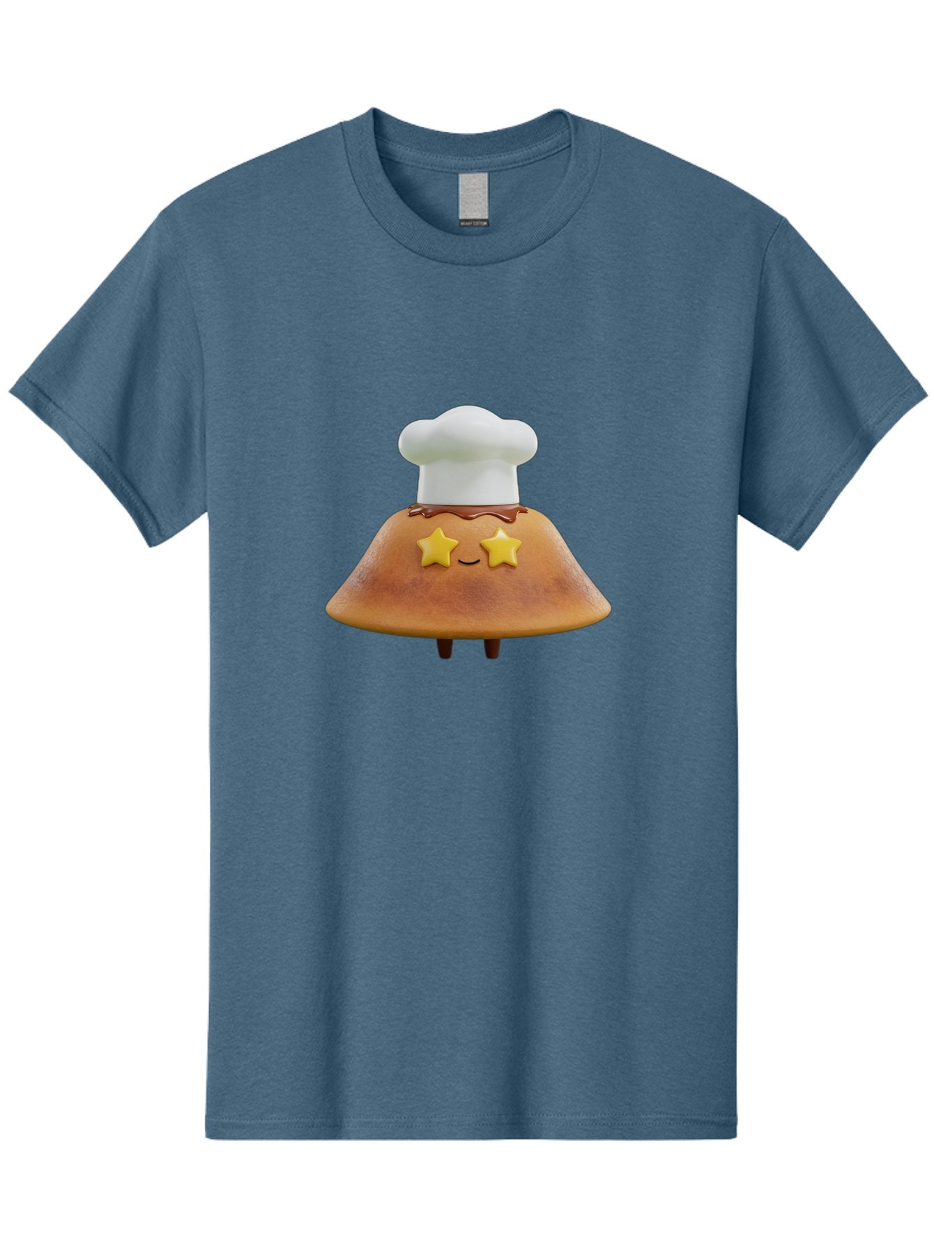 Star-Dosa Men'S Graphic Tee, 100% Cotton, Comfortable Casual Summer Wear, Machine Washable, Smiling Pancake, Chef Hat, Yellow Stars, Chocolate Sauce, Cute Breakfast Food, Adorable Cartoon Character, Fluffy Pancake, Happy Face, Breakfast Theme Bab457 12