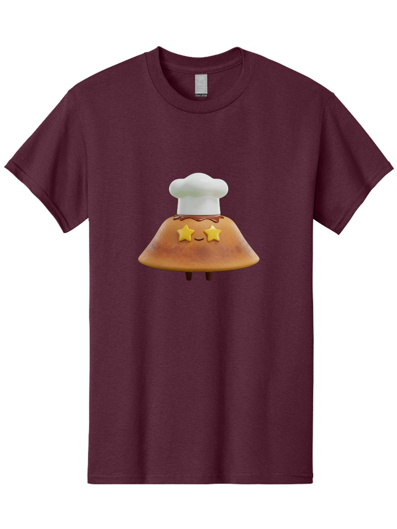 Star-Dosa Men'S Graphic Tee, 100% Cotton, Comfortable Casual Summer Wear, Machine Washable, Smiling Pancake, Chef Hat, Yellow Stars, Chocolate Sauce, Cute Breakfast Food, Adorable Cartoon Character, Fluffy Pancake, Happy Face, Breakfast Theme Bab457 15