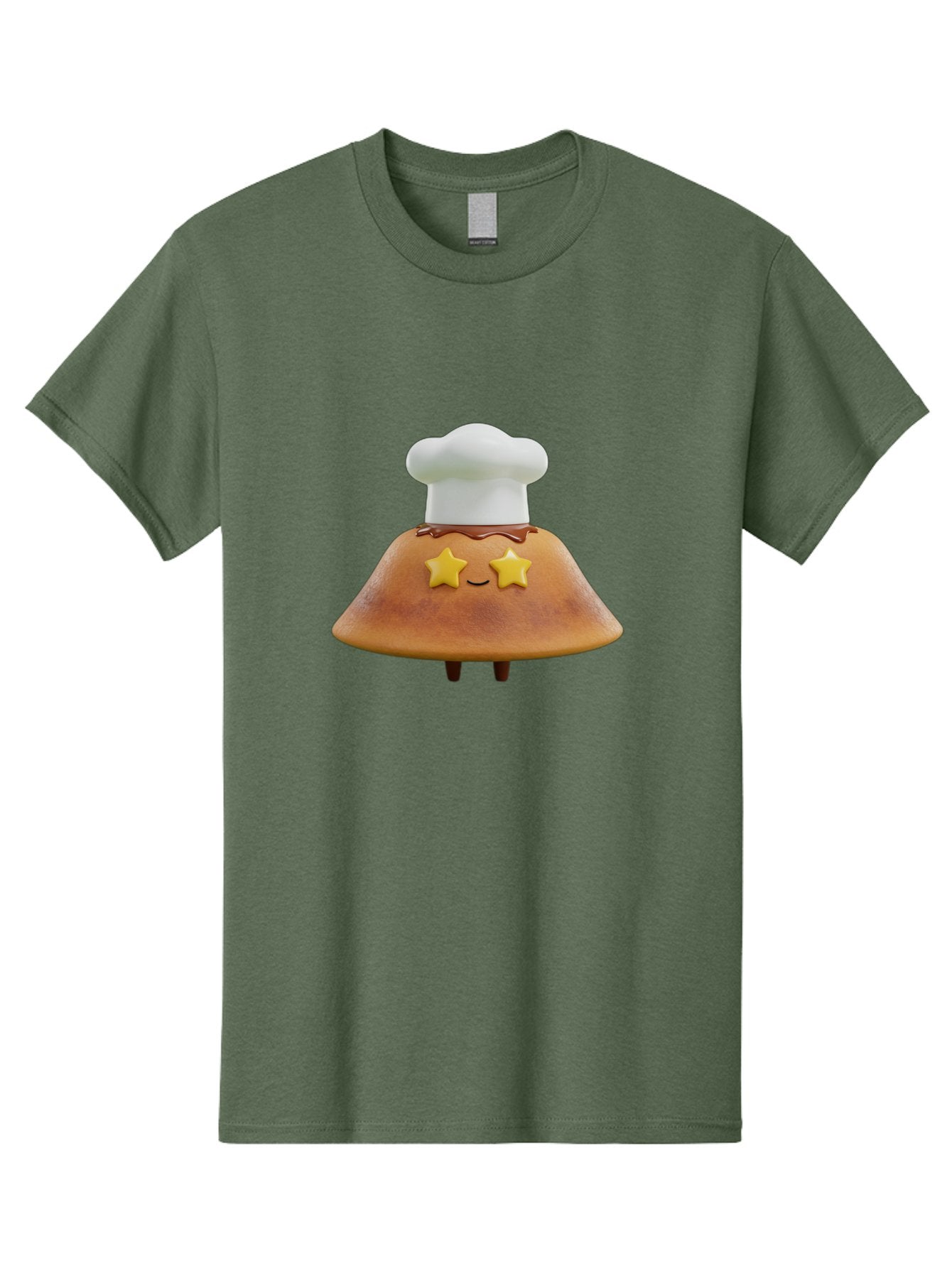 Star-Dosa Men'S Graphic Tee, 100% Cotton, Comfortable Casual Summer Wear, Machine Washable, Smiling Pancake, Chef Hat, Yellow Stars, Chocolate Sauce, Cute Breakfast Food, Adorable Cartoon Character, Fluffy Pancake, Happy Face, Breakfast Theme Bab457 11