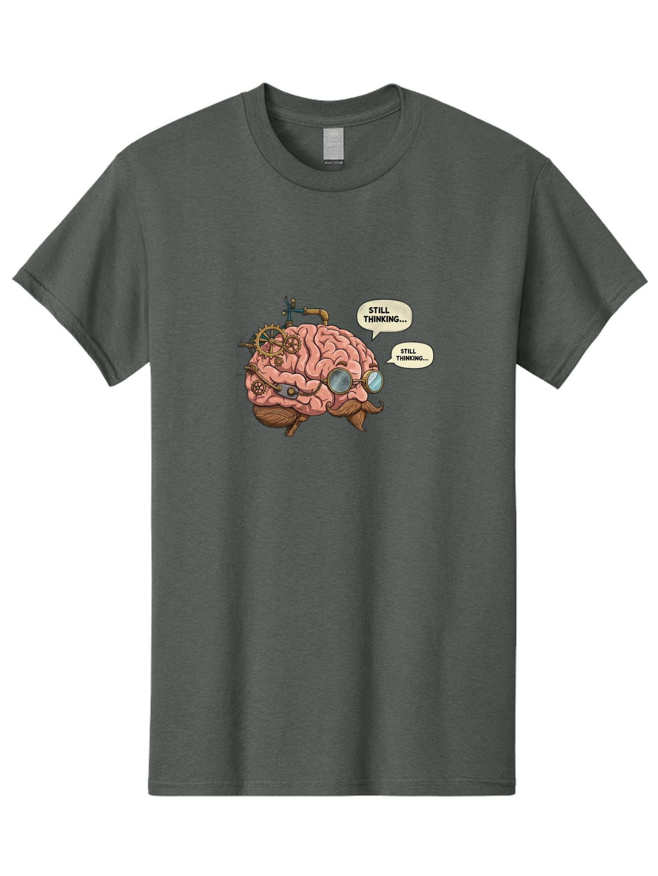 Steampunk-Brain-1 Men'S Graphic Tee, 100% Cotton, Comfortable Casual Summer Wear, Machine Washable, Steampunk Brain, Thinking Process, Problem Solving, Cognitive Function, Mental Gears, Creative Thought, Still Thinking Text, Brain Power, Bab460 12