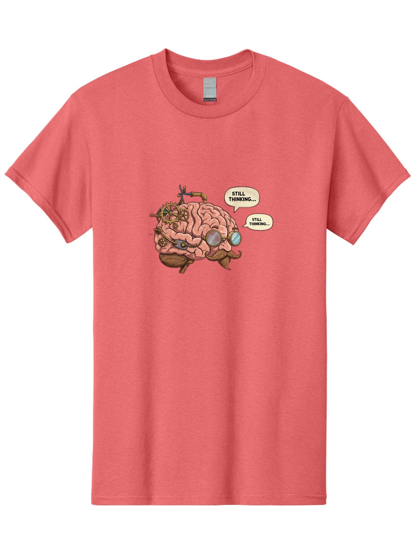 Steampunk-Brain-1 Men'S Graphic Tee, 100% Cotton, Comfortable Casual Summer Wear, Machine Washable, Steampunk Brain, Thinking Process, Problem Solving, Cognitive Function, Mental Gears, Creative Thought, Still Thinking Text, Brain Power, Bab460