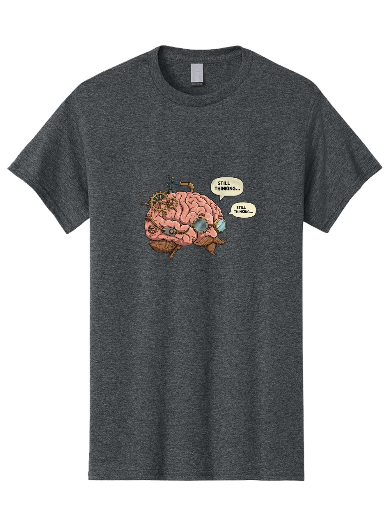 Steampunk-Brain-1 Men'S Graphic Tee, 100% Cotton, Comfortable Casual Summer Wear, Machine Washable, Steampunk Brain, Thinking Process, Problem Solving, Cognitive Function, Mental Gears, Creative Thought, Still Thinking Text, Brain Power, Bab460 15